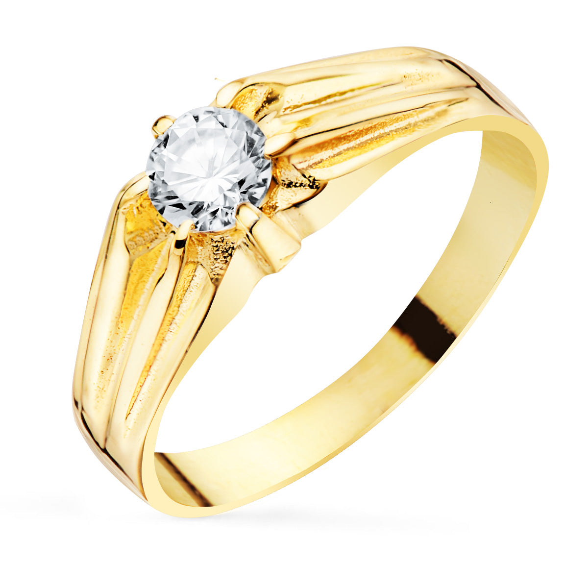 18K gul guld solitaire ring