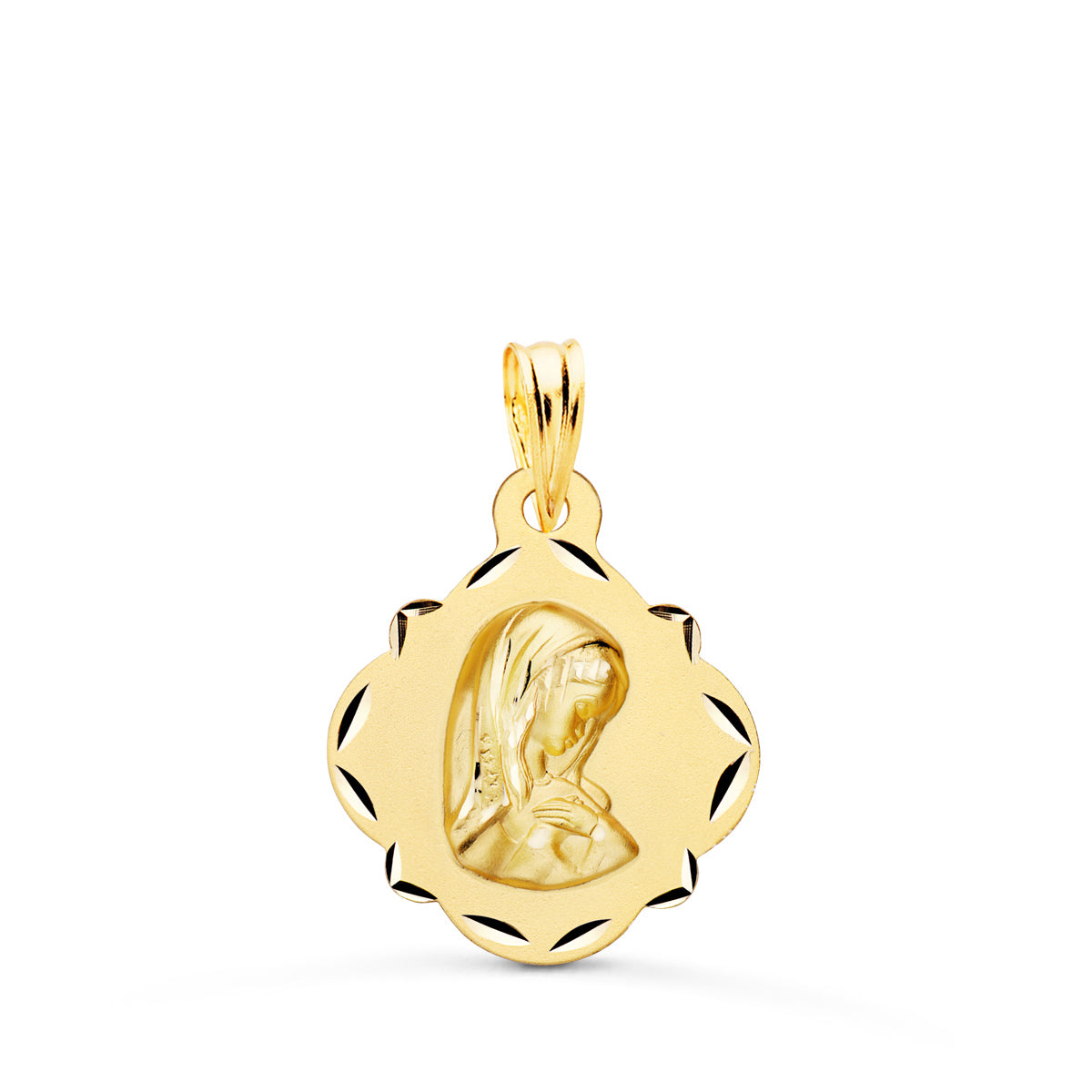 18K sárga aranyérem szűz lány gyémánt tamburált profil 19x16 mm