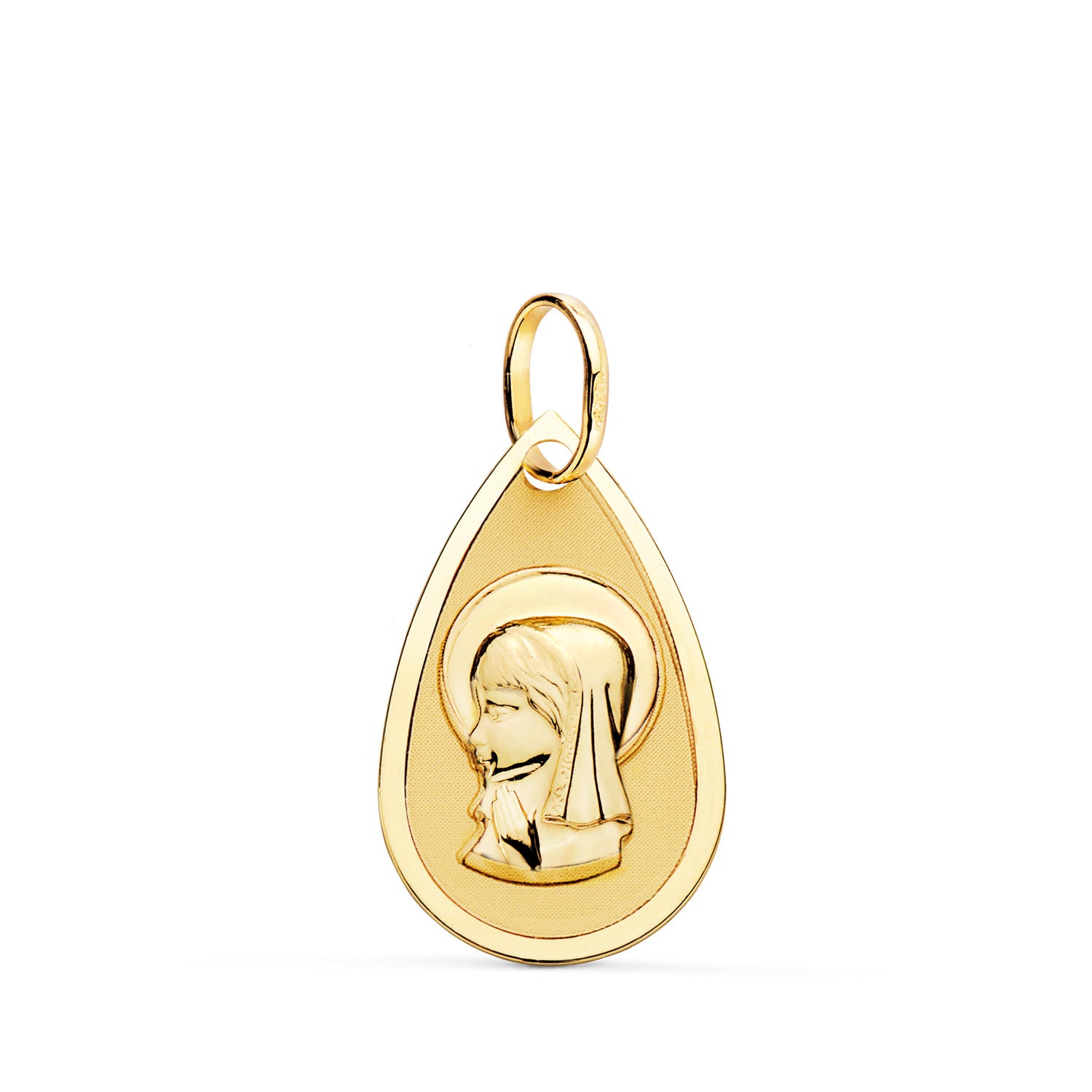 18K Médaille Facettée Vierge en Or Jaune 19X11MM