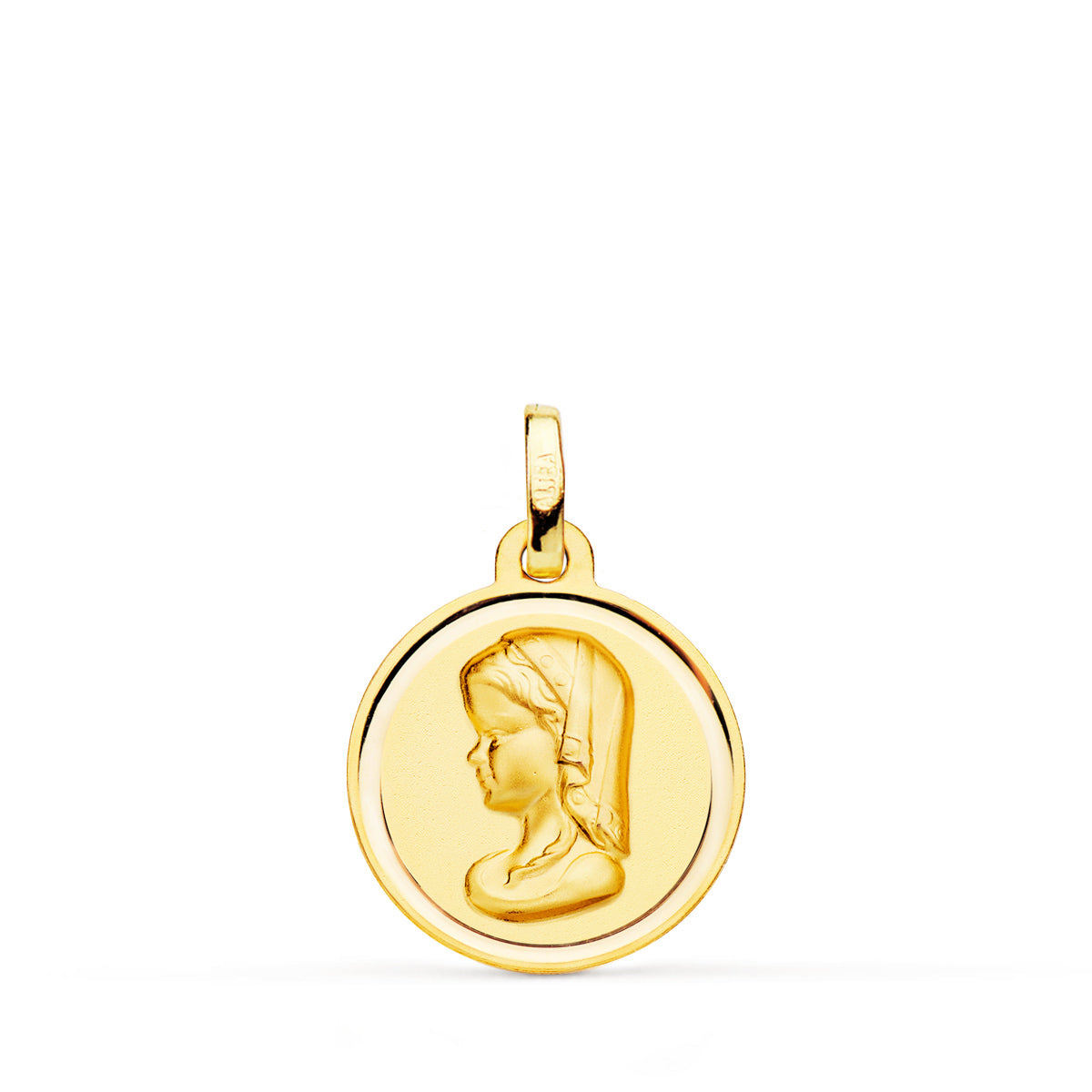 18K Médaille en Or Jaune Vierge 16 mm