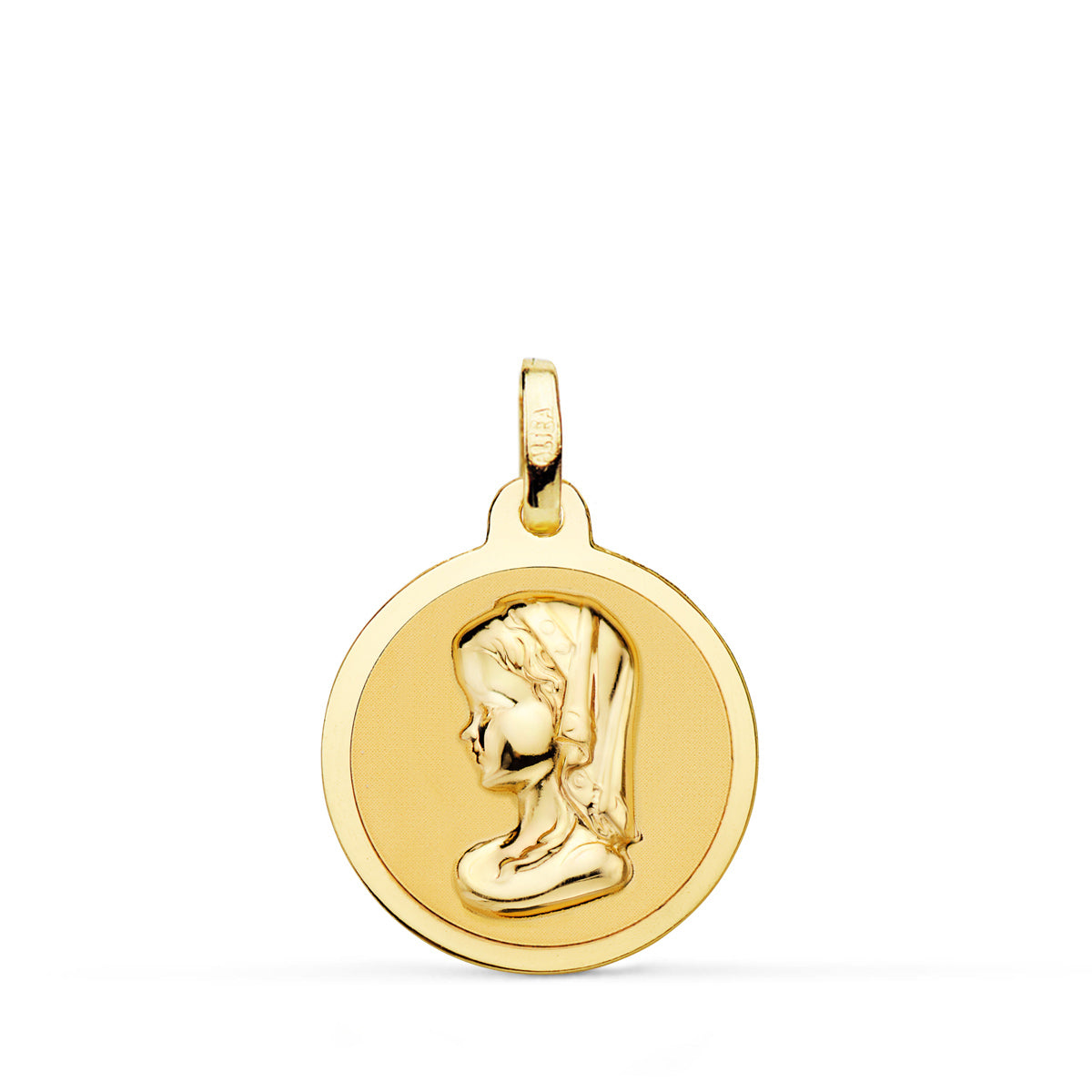Médaille de la Vierge Marie en Or Jaune 18K, Brillante, 18 mm