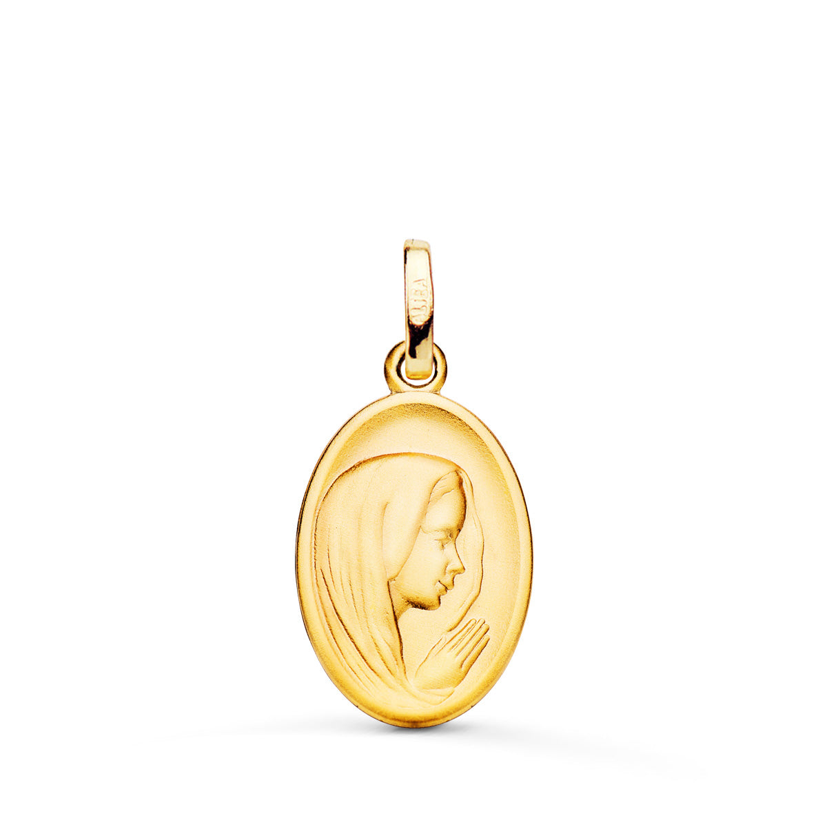 18K Médaille Vierge Ovale en Or Jaune 16X12MM
