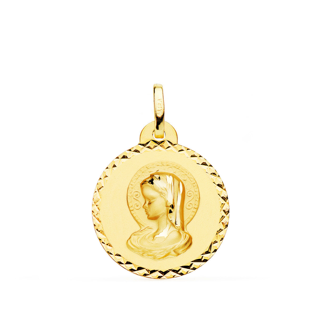 18K Médaille Diamantée Vierge Virgo Virginium en Or Jaune 20MM