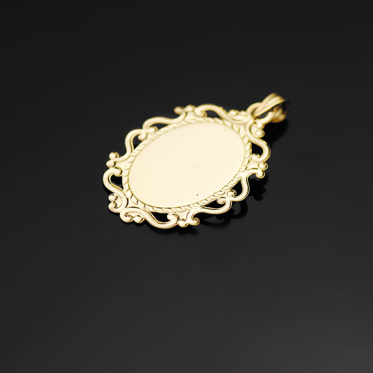 18K Médaille Ovale Filigrane Vierge Miraculeuse Francais 23X16MM