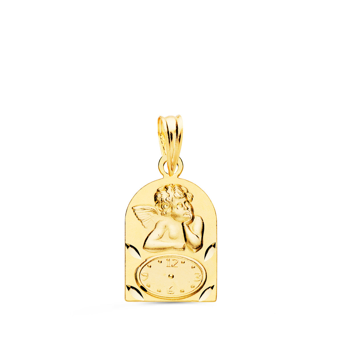 Médaillon en Or Jaune 18K avec Mécanisme Dhorlogerie Sculpté 18X11 mm