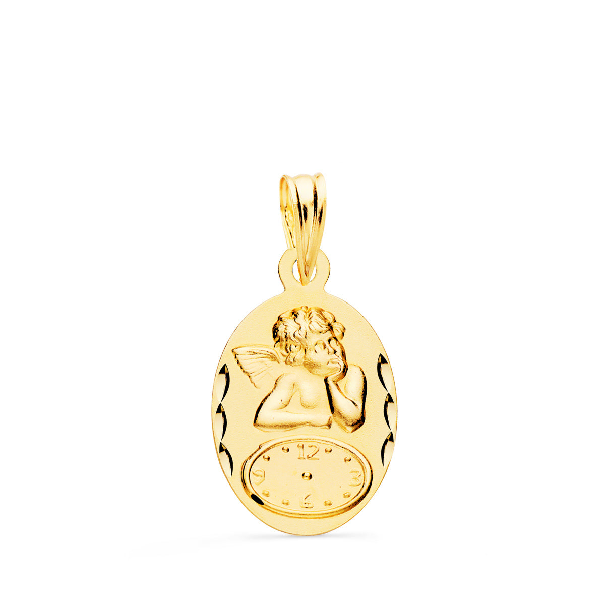 9K Médaille Ange Or Jaune 19X12MM