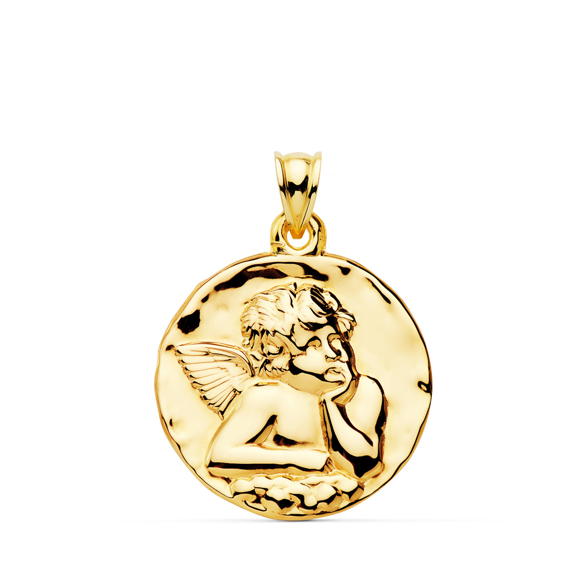 18K Médaille Polie Angelot Rêveur 28MM