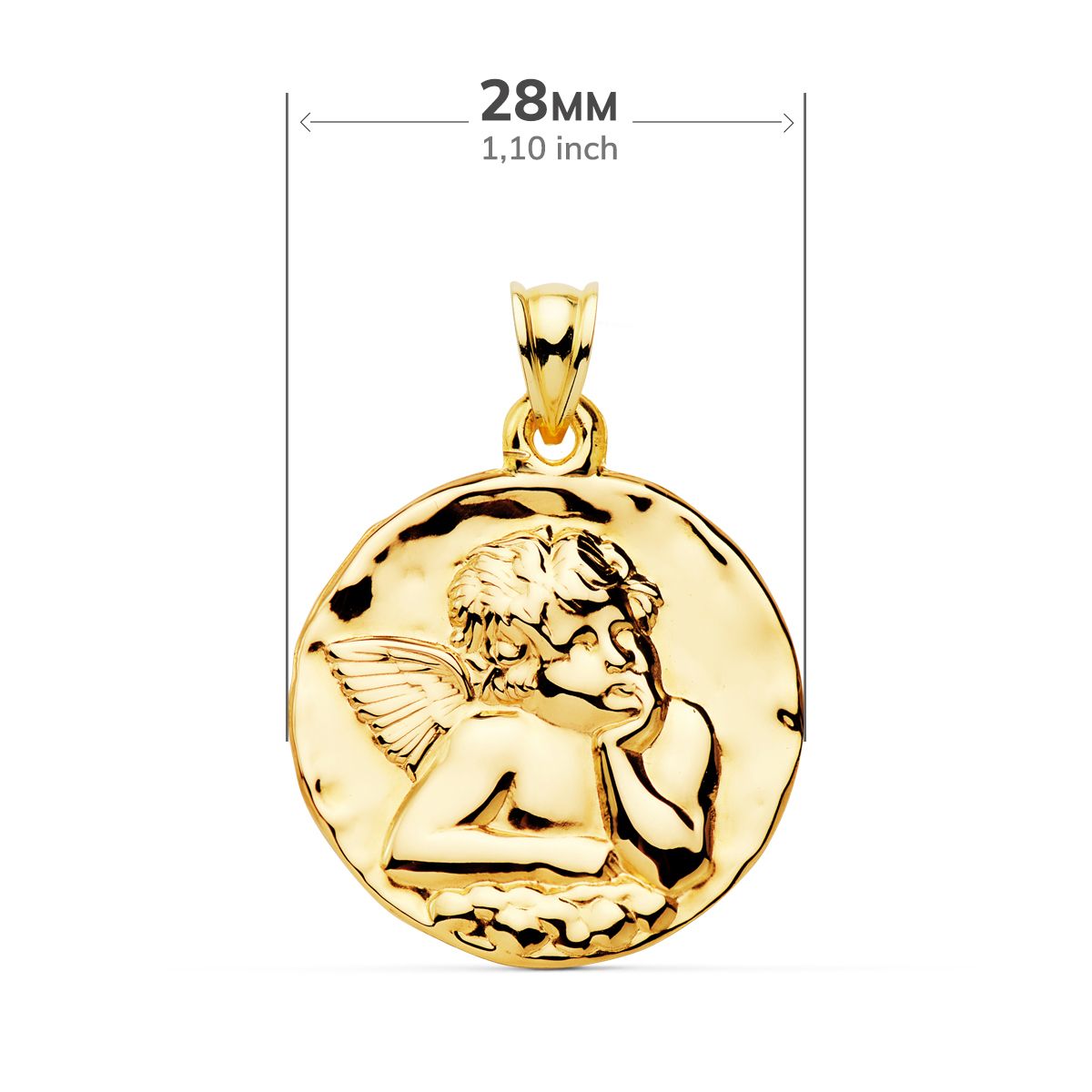 18K Médaille Polie Angelot Rêveur 28MM