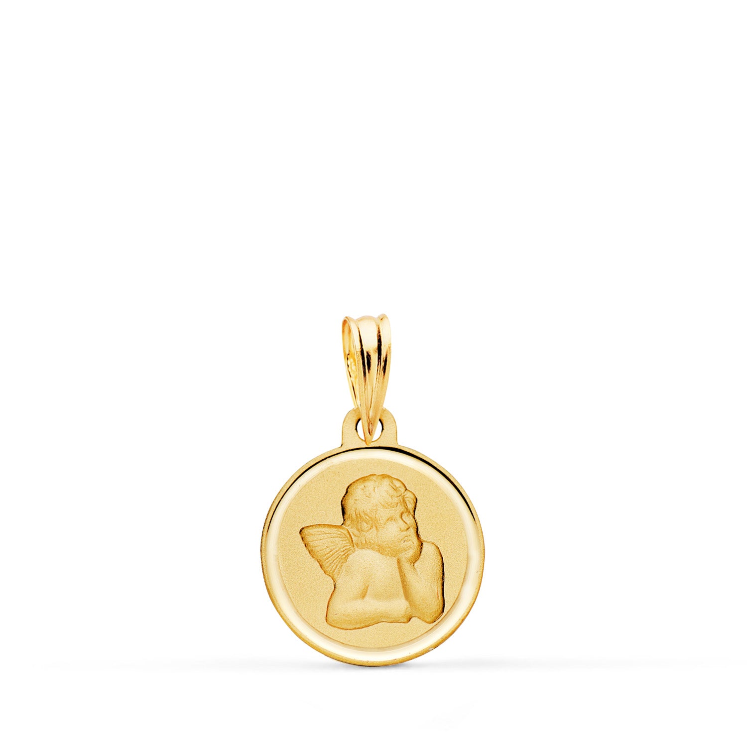 Médaille en Or Jaune 18K Ange Burlon Lunette Sertie 12MM