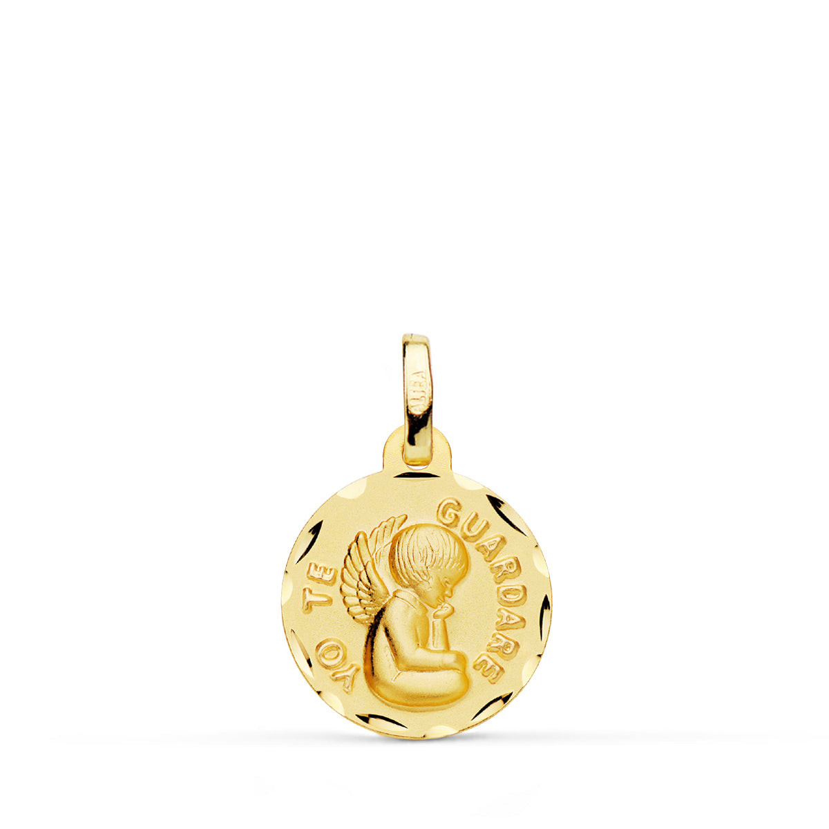 Médaille Ange Sculpté en Or Jaune 18K "i Will Keep You" 14 mm