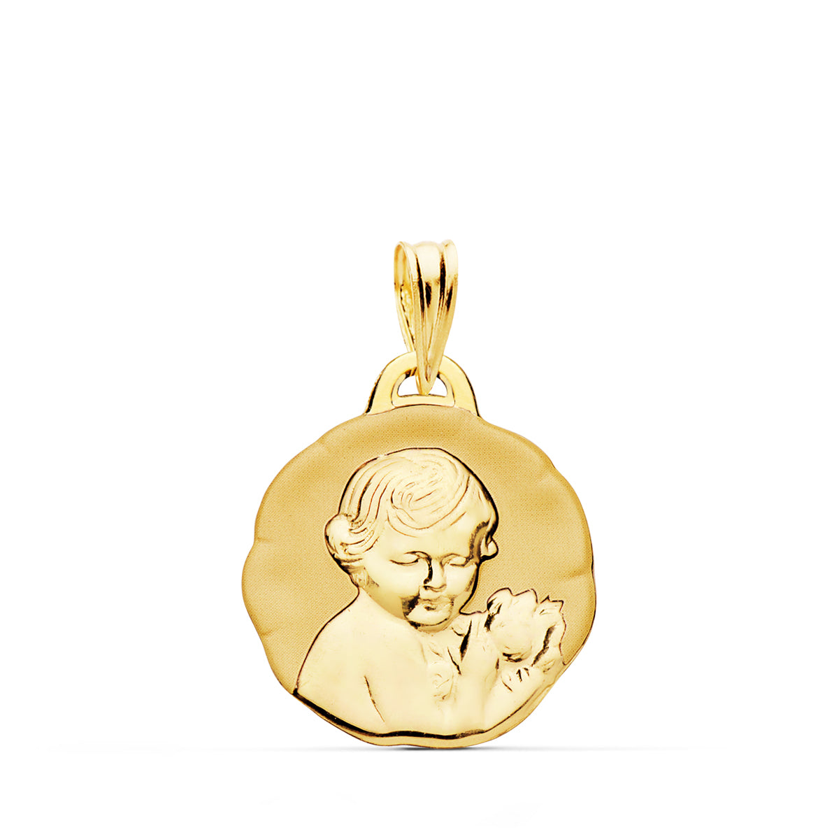 Médaille Ange Chérubin en Or Jaune 18K Brillant 19 mm