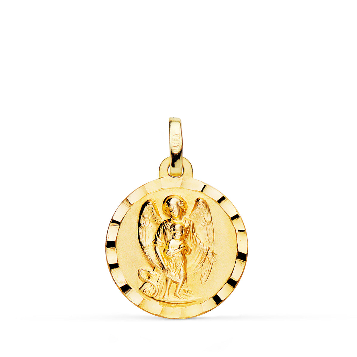 18K Médaille Or Jaune Ange Gardien 18 mm