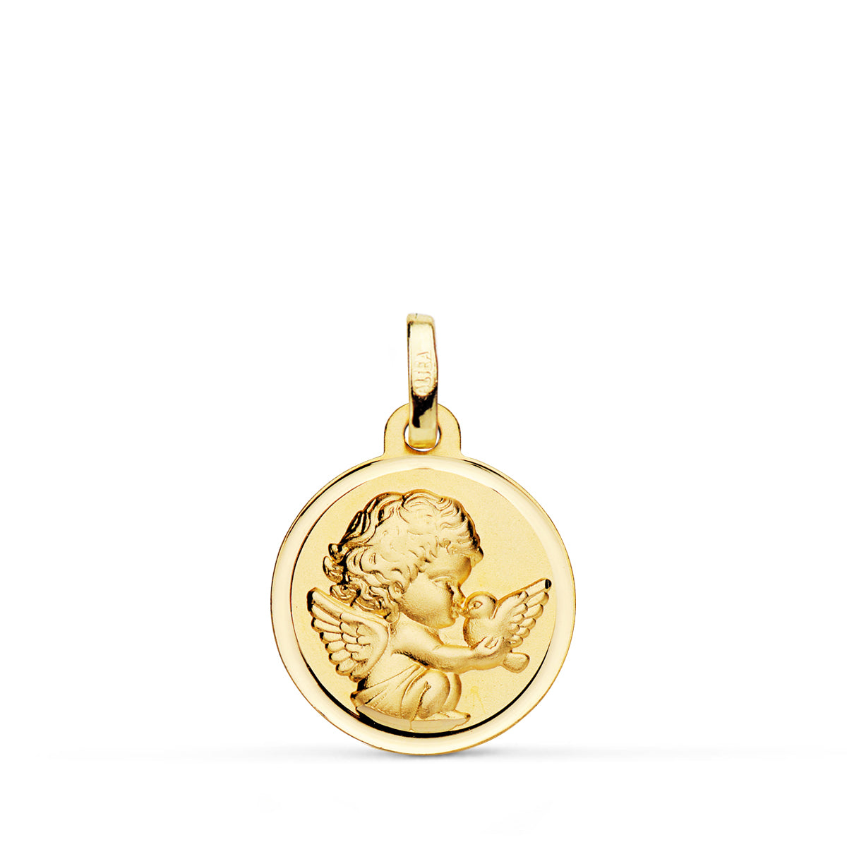9K Médaille Biseautée Ange à Loiseau 16MM