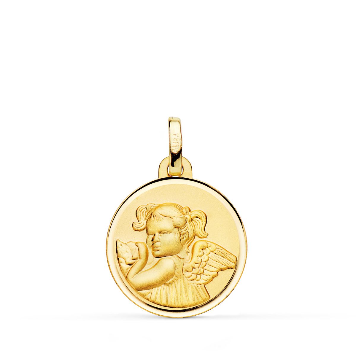 18K Médaille Or Jaune Ange Enfant 18 mm
