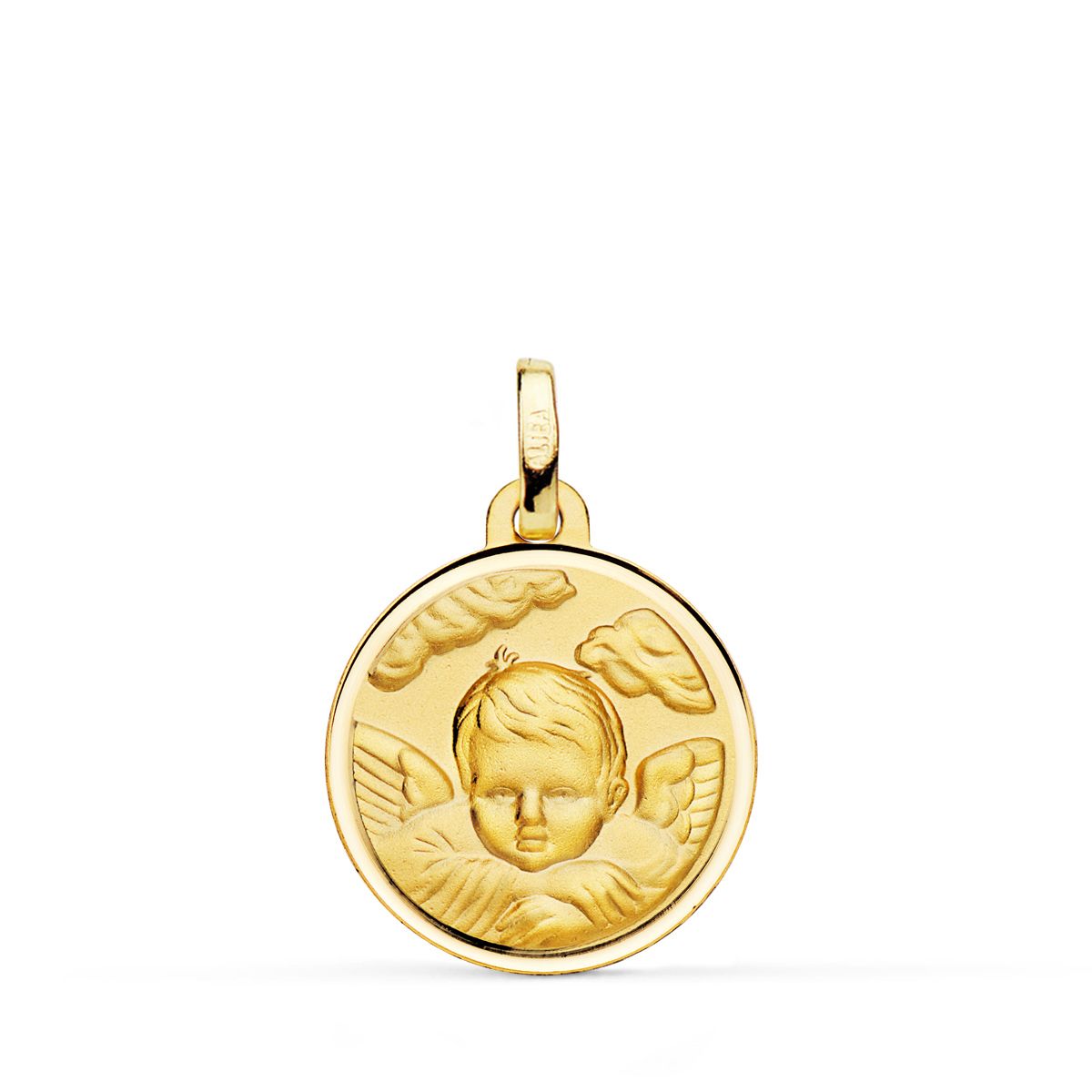 18K Médaille Or Jaune Ange Bapteme 18 mm
