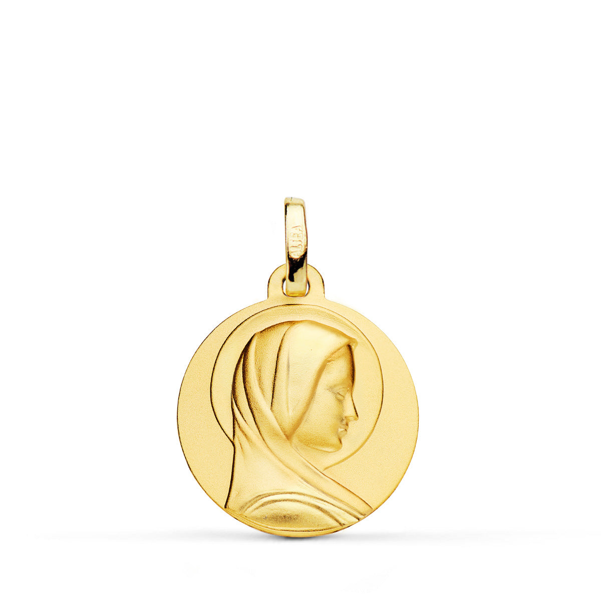 Médaille Maria Or Jaune 9K Française Lisse Matisée 18 mm