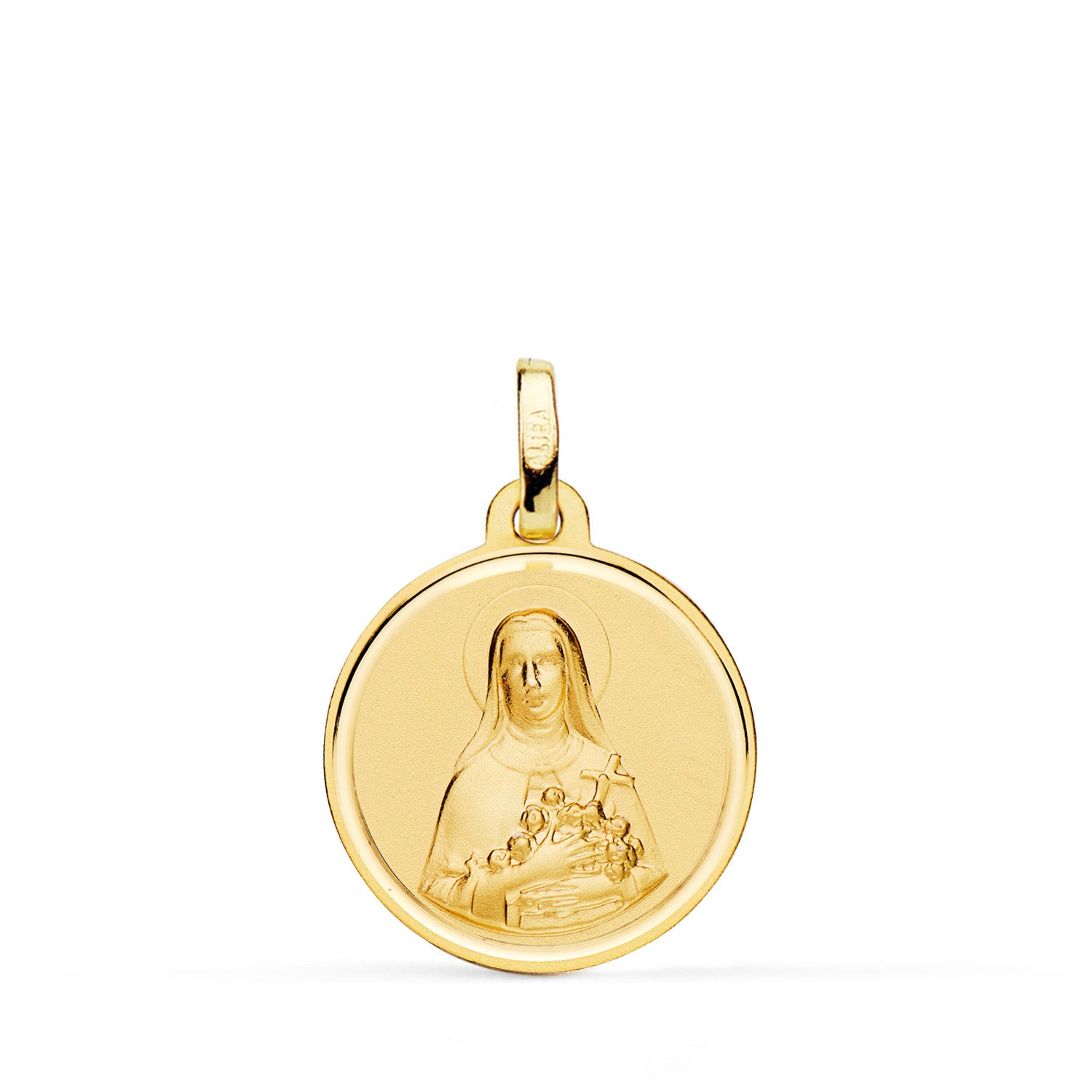 Médaille Or Jaune 18K Ste Therese Lunette 18 mm