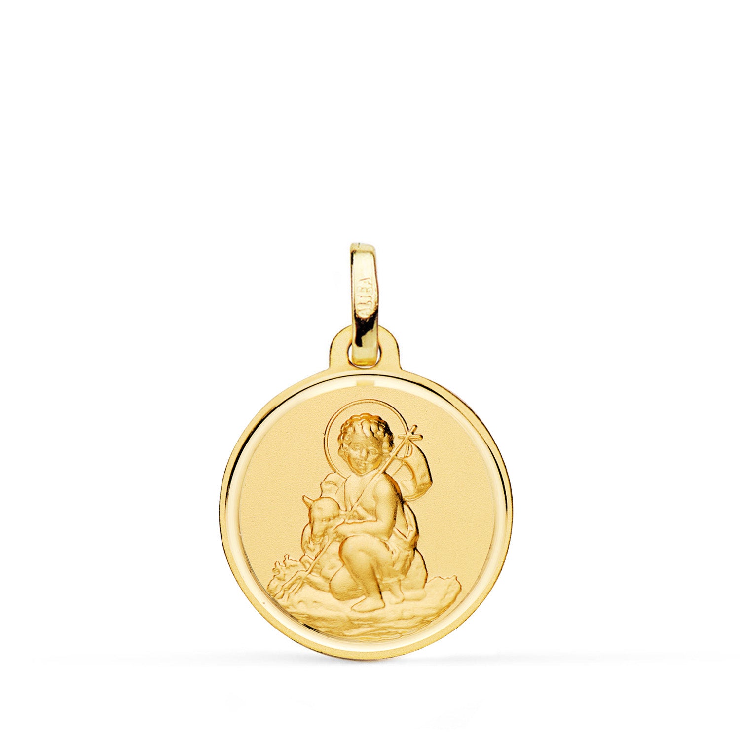 Médaille Saint Jean Baptiste Or Jaune 18K Lunette 18 mm