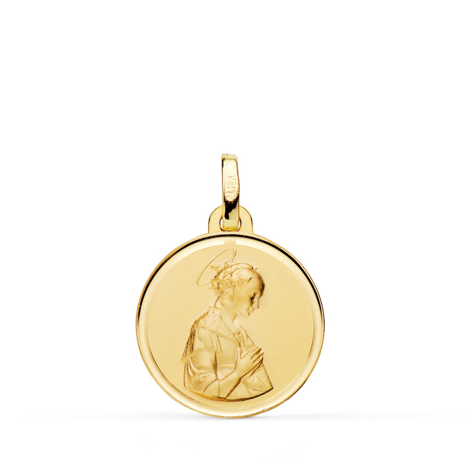 Médaille en Or Jaune 18K Madone de Lippi Sertie 18 mm