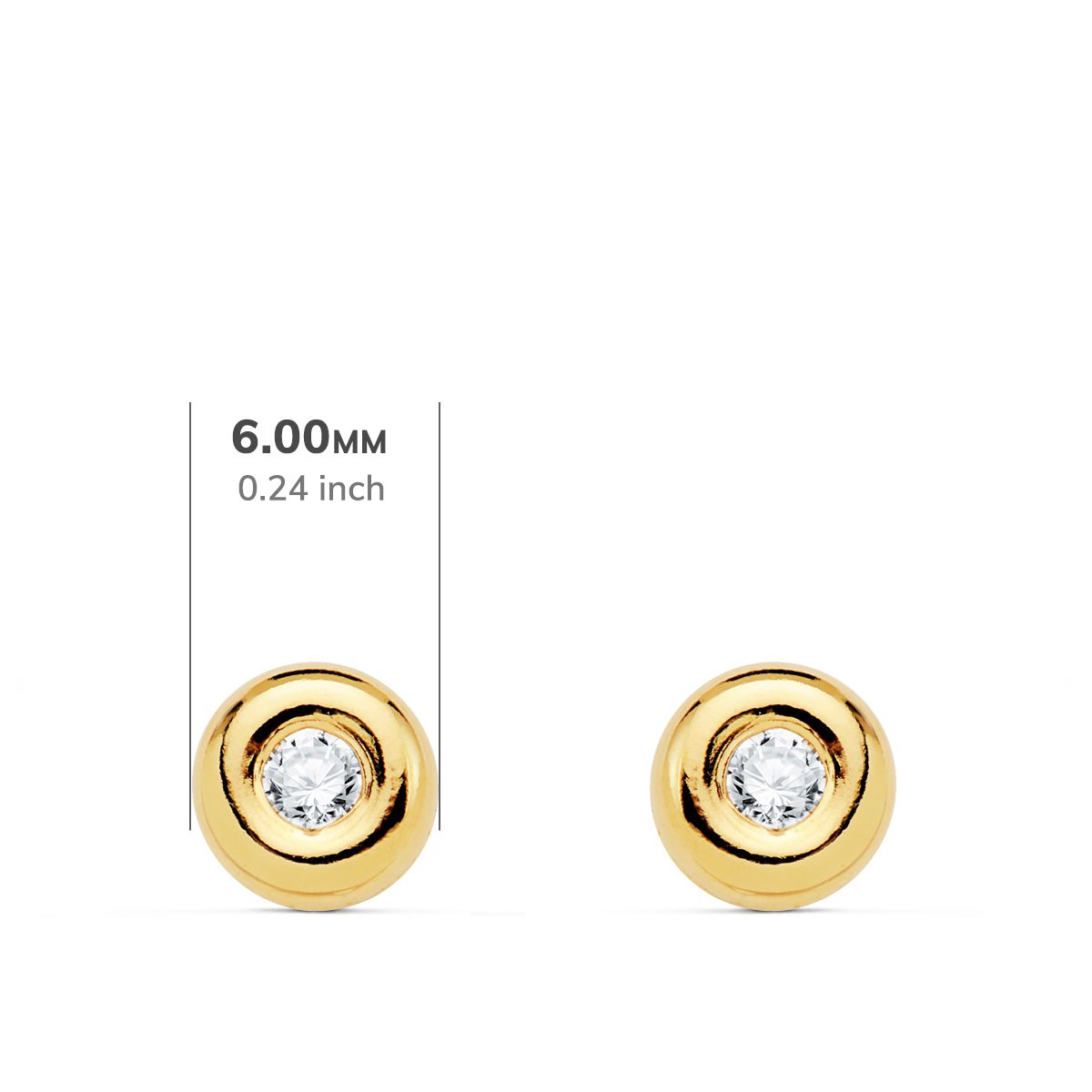 Boucles d'oreilles Chaton en Or Jaune 18K Diamants Lab 0,100 Cts VS2-G Taille : 6 X 6 mm Boucles d'oreilles Pressées