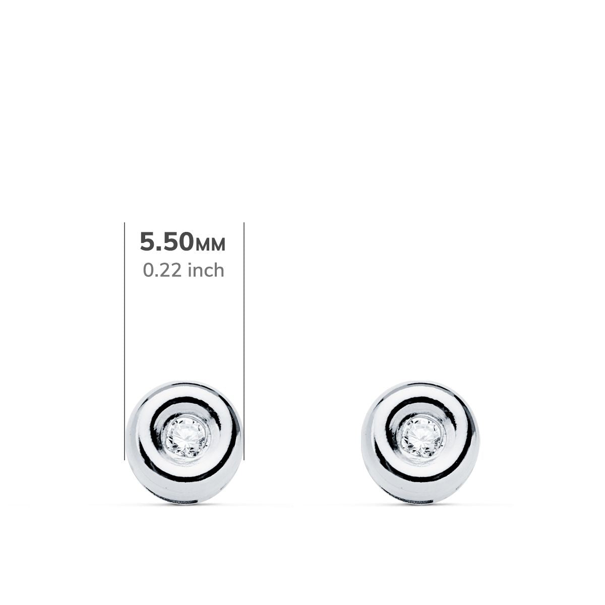 Boucles d'oreilles Chaton en Or Blanc 18K avec 0.040 Ct de Diamants de Laboratoire VS2-G Taille : 5.5 X 5.5 mm Fermeture à Pression