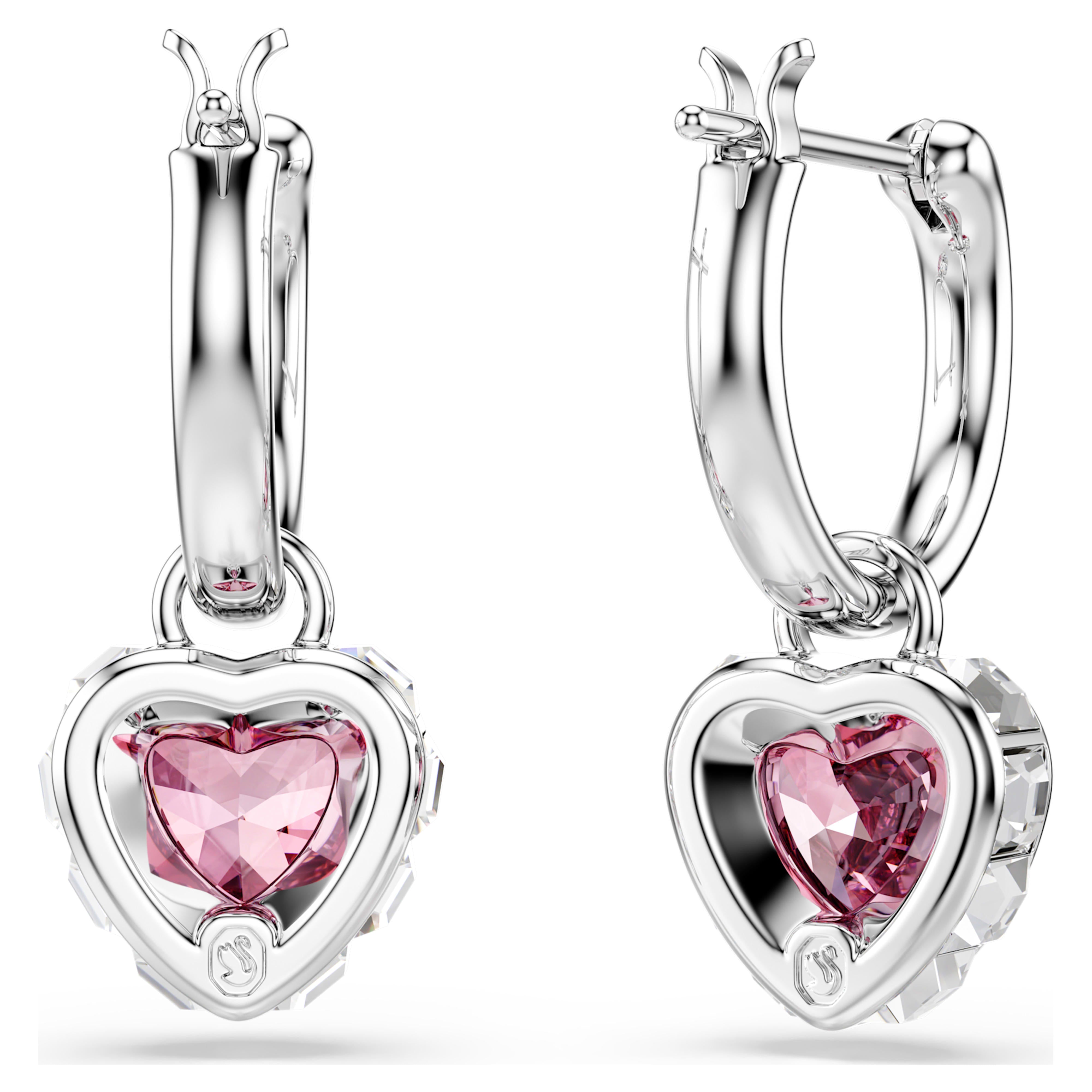 Boucles d'oreilles Swarovski - Chroma - Cœur - Rose & Argenté vue 4