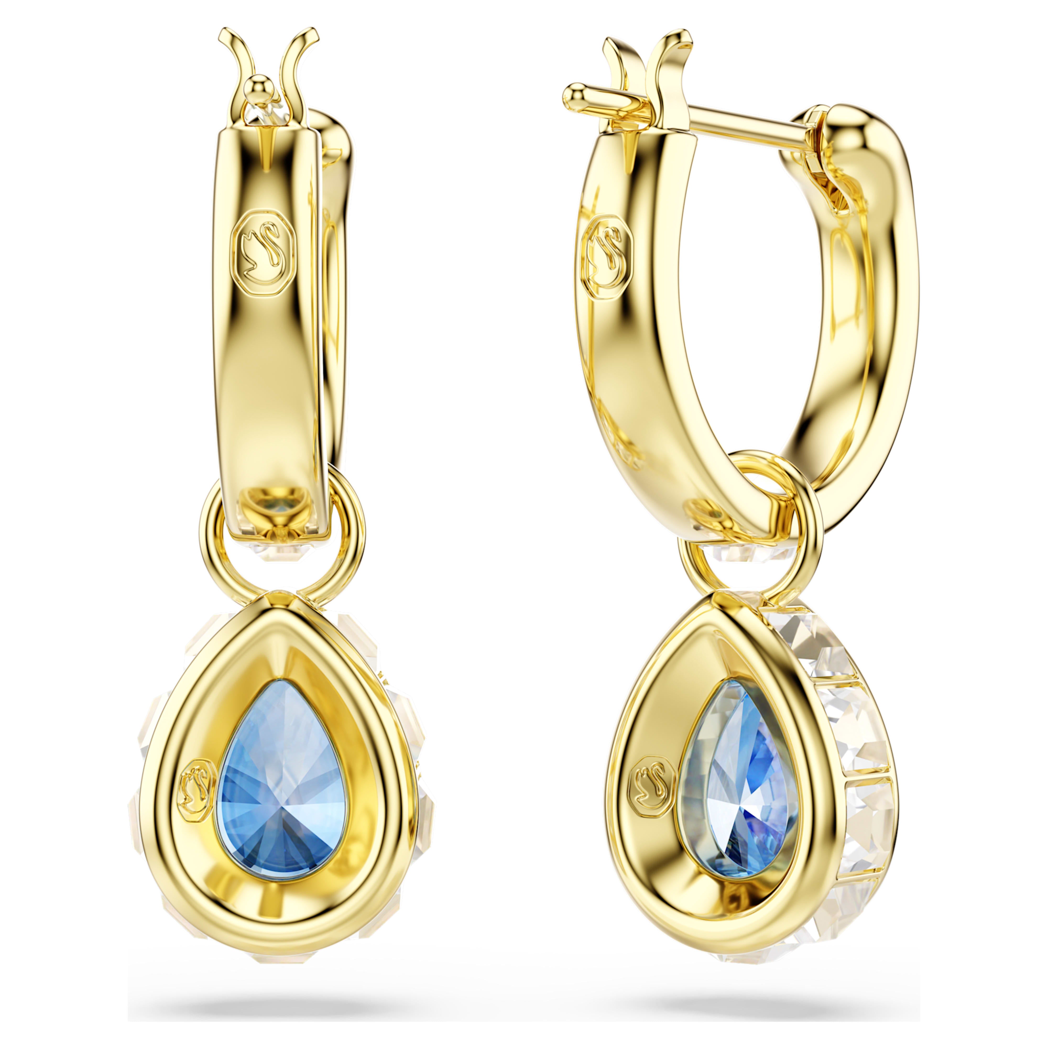 Boucles d'oreilles Swarovski - Chroma - Poire - Bleu & Doré vue 4