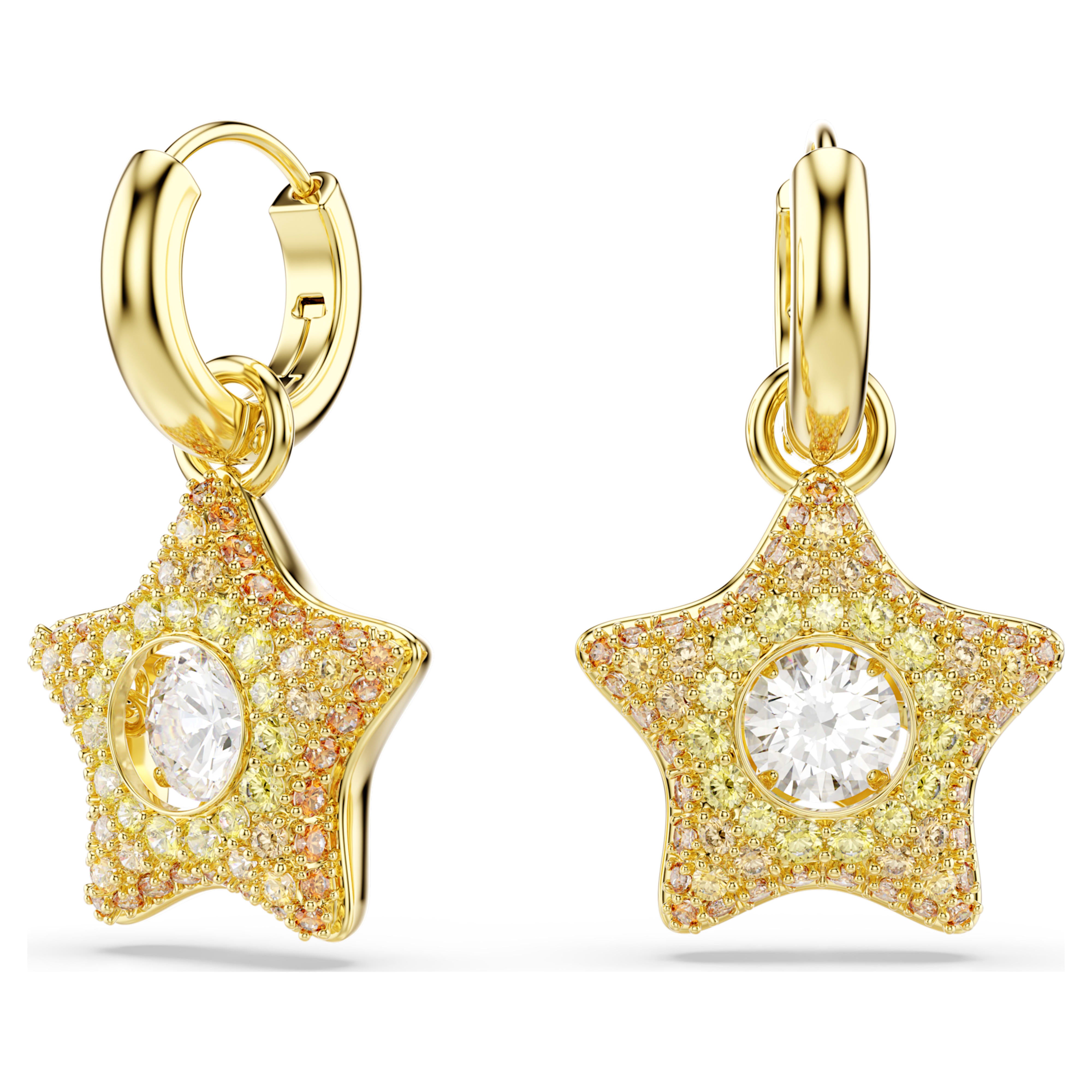 Swarovski øredobber - Sublima Luna - Stjerne - Hvit og gull