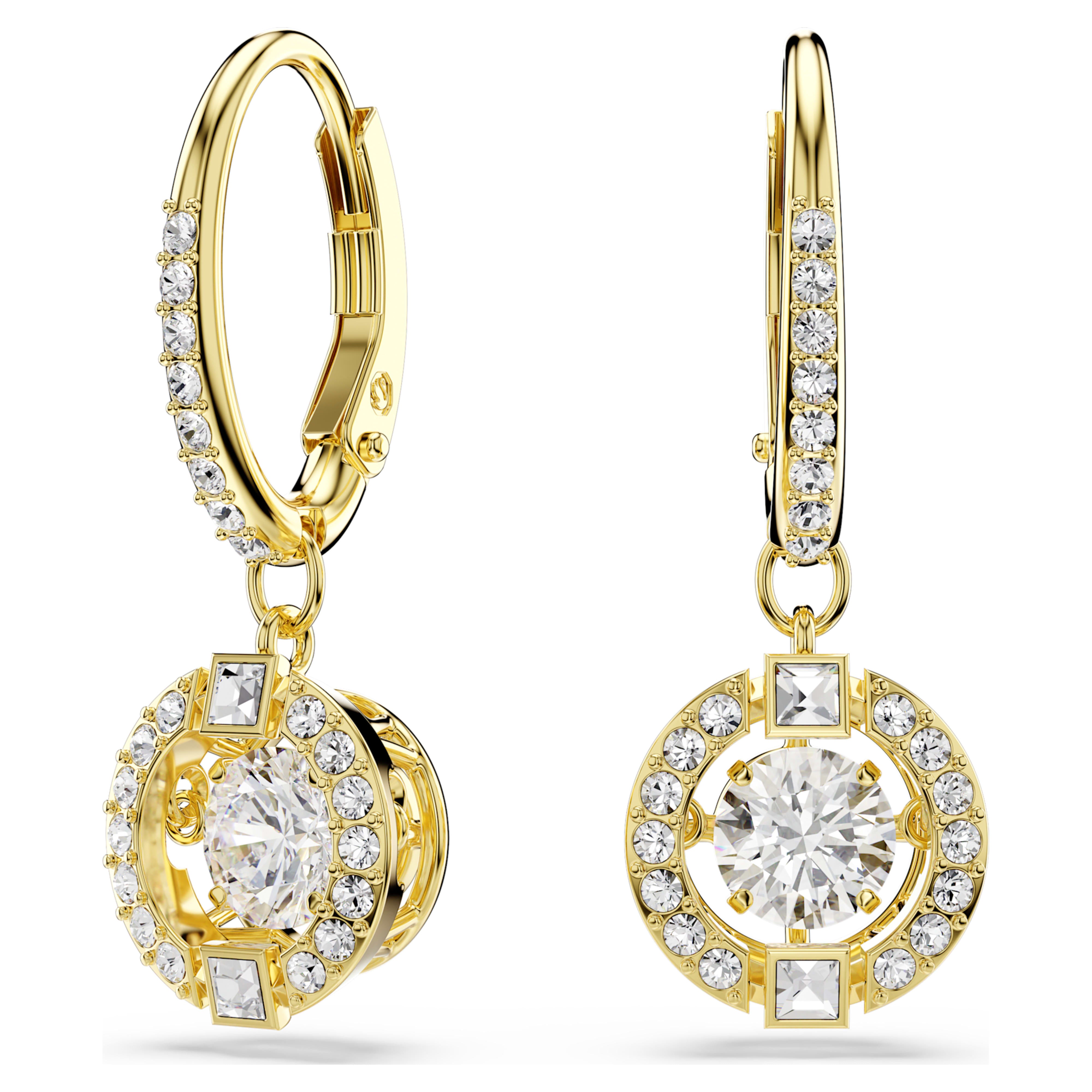 Swarovski øredobber - Una Sparkling Dance - Rund - Hvit og gull