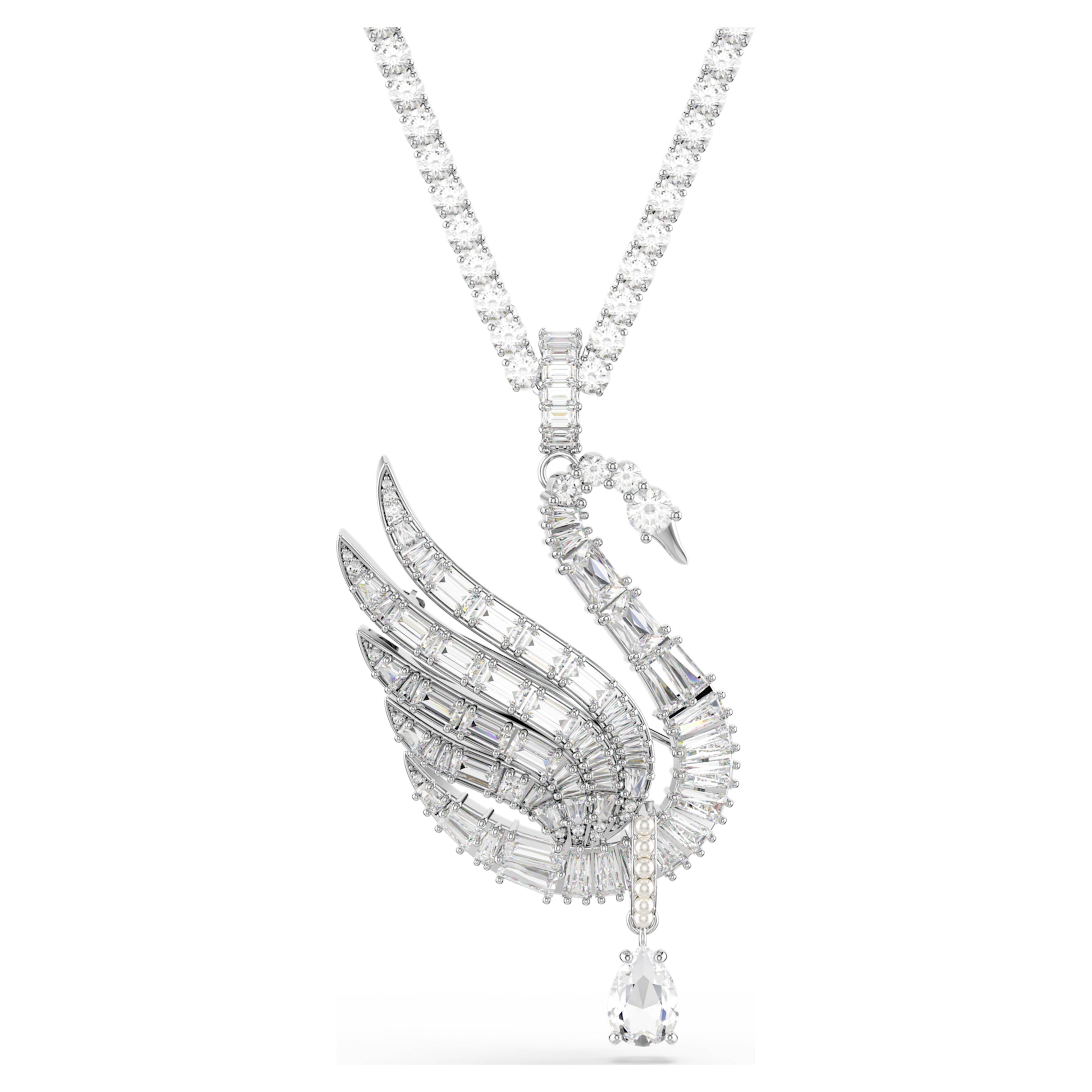 Pendentif-Broche Swarovski - Vienna Swan - Blanc & Argenté