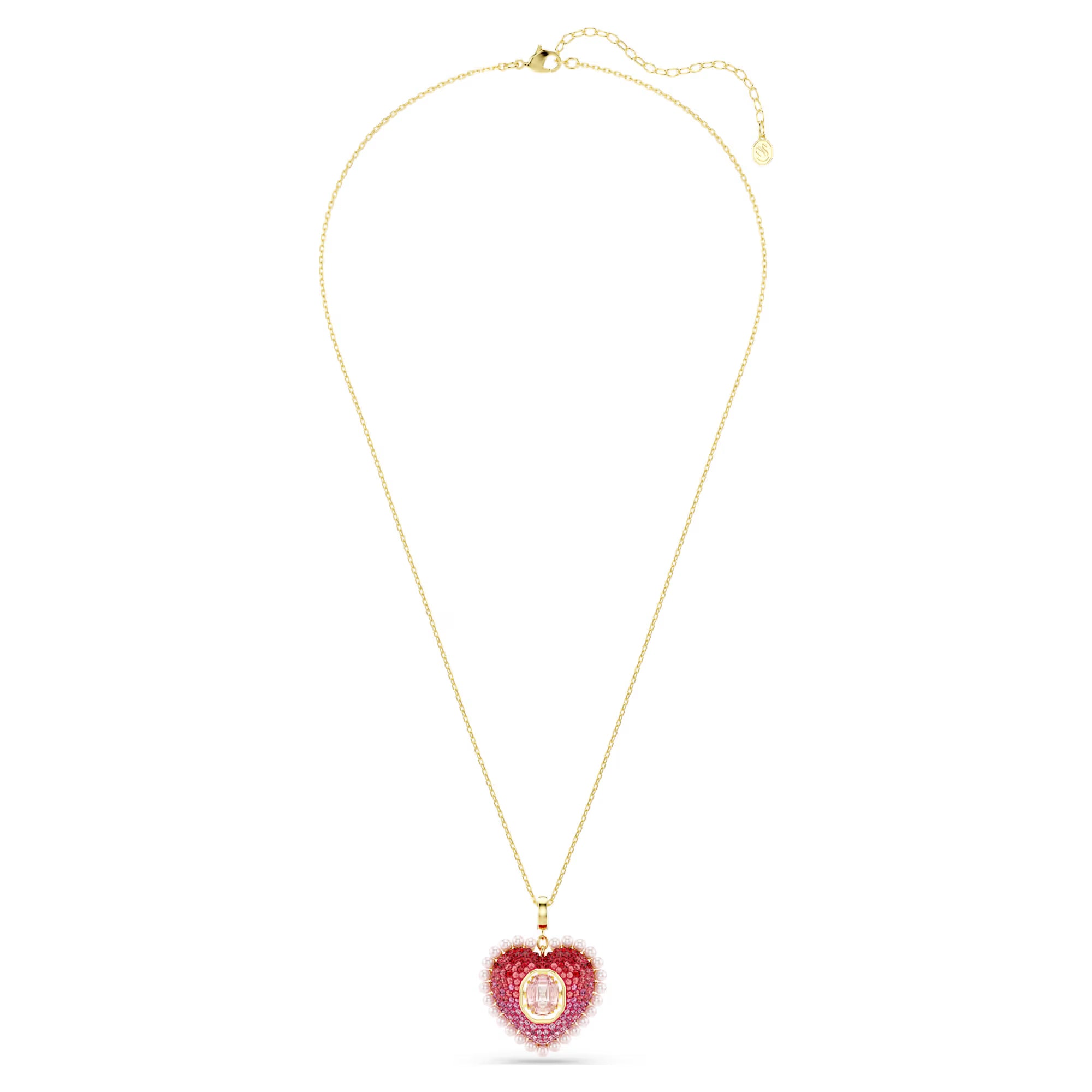 Swarovski Kolye Ucu - Idyllia - Kalp - Pembe ve Altın 18 ayar altın
