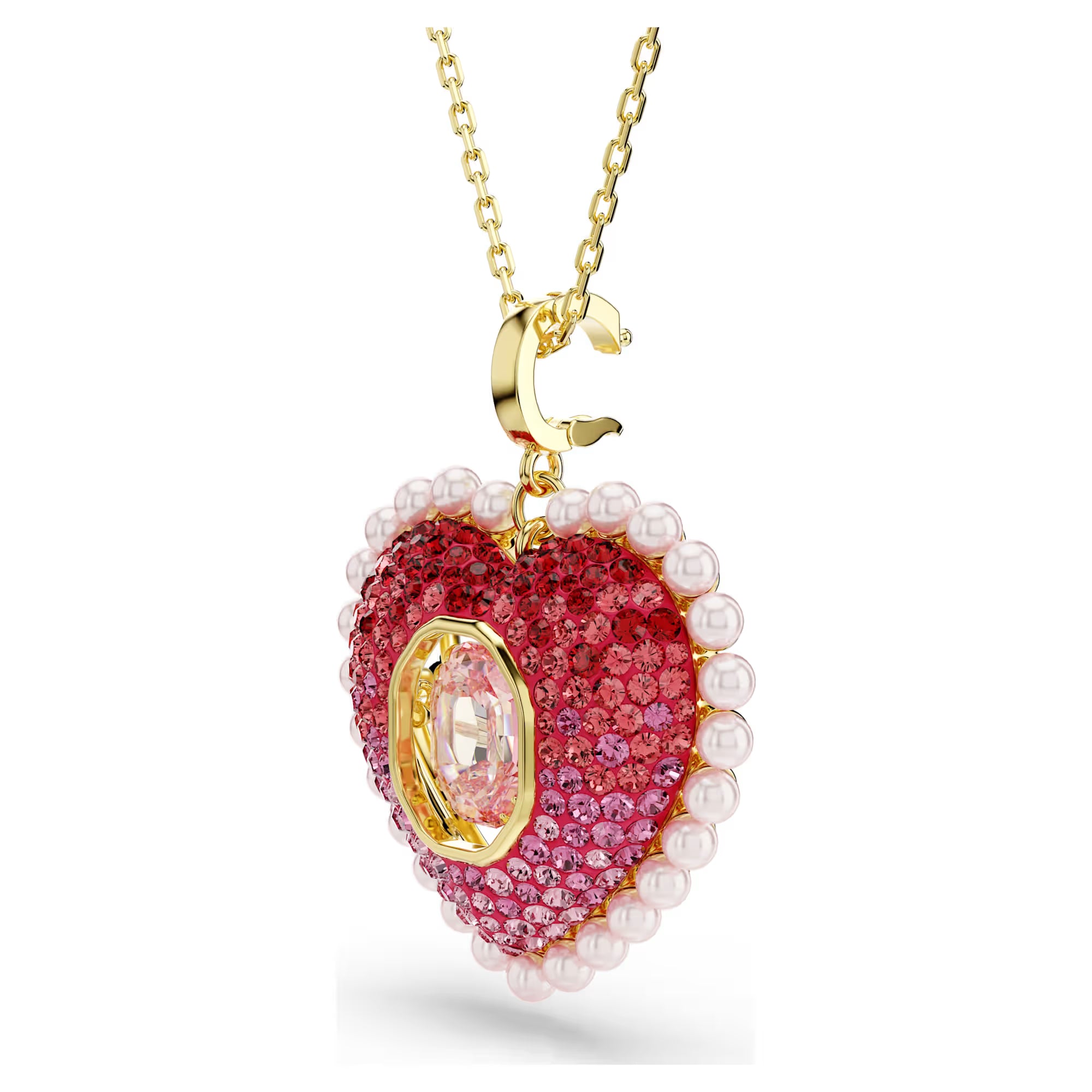 Swarovski Kolye Ucu - Idyllia - Kalp - Pembe ve Altın 18 ayar altın