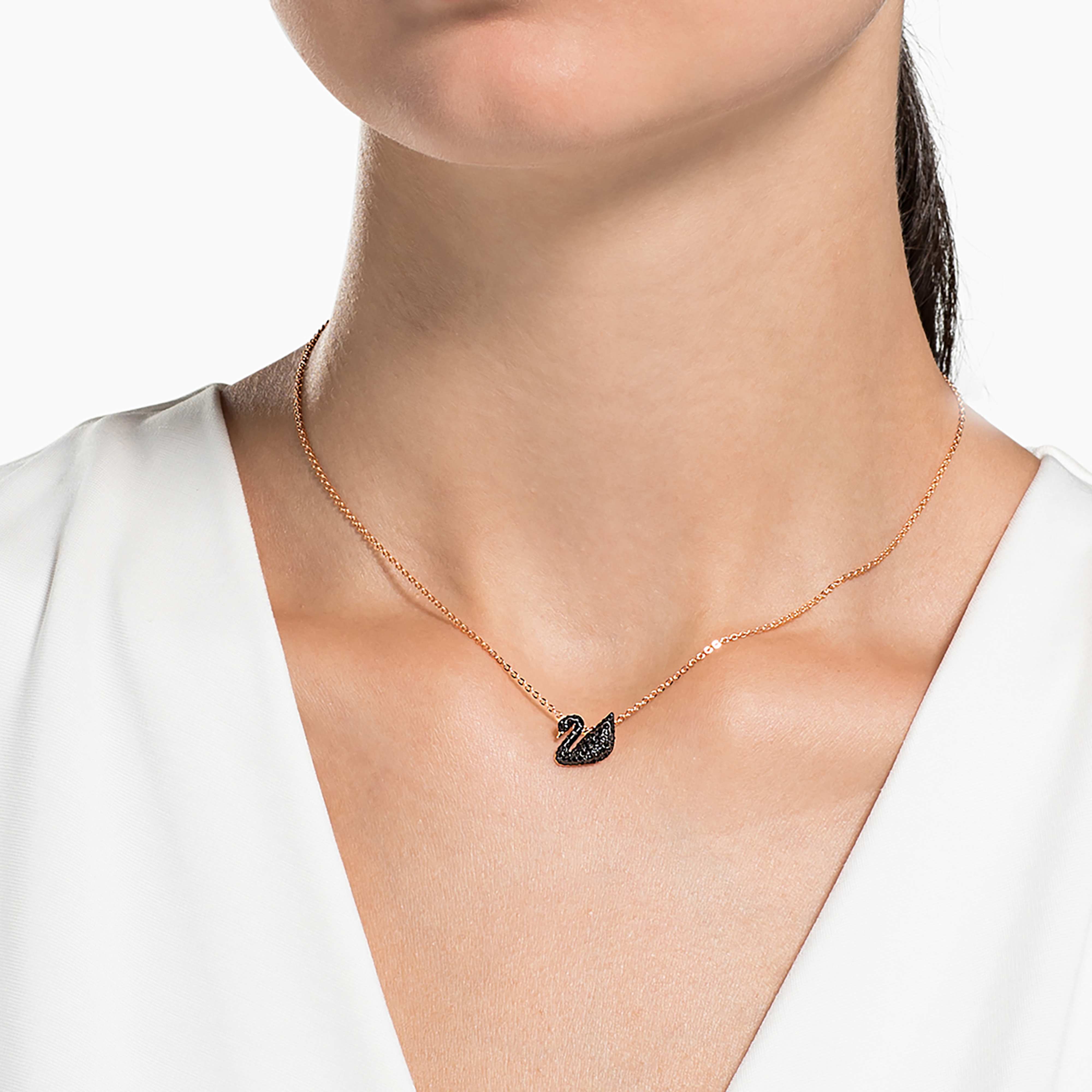 Swarovski-Anhänger - Schwan - Schwarz & Rosé Ansicht 2