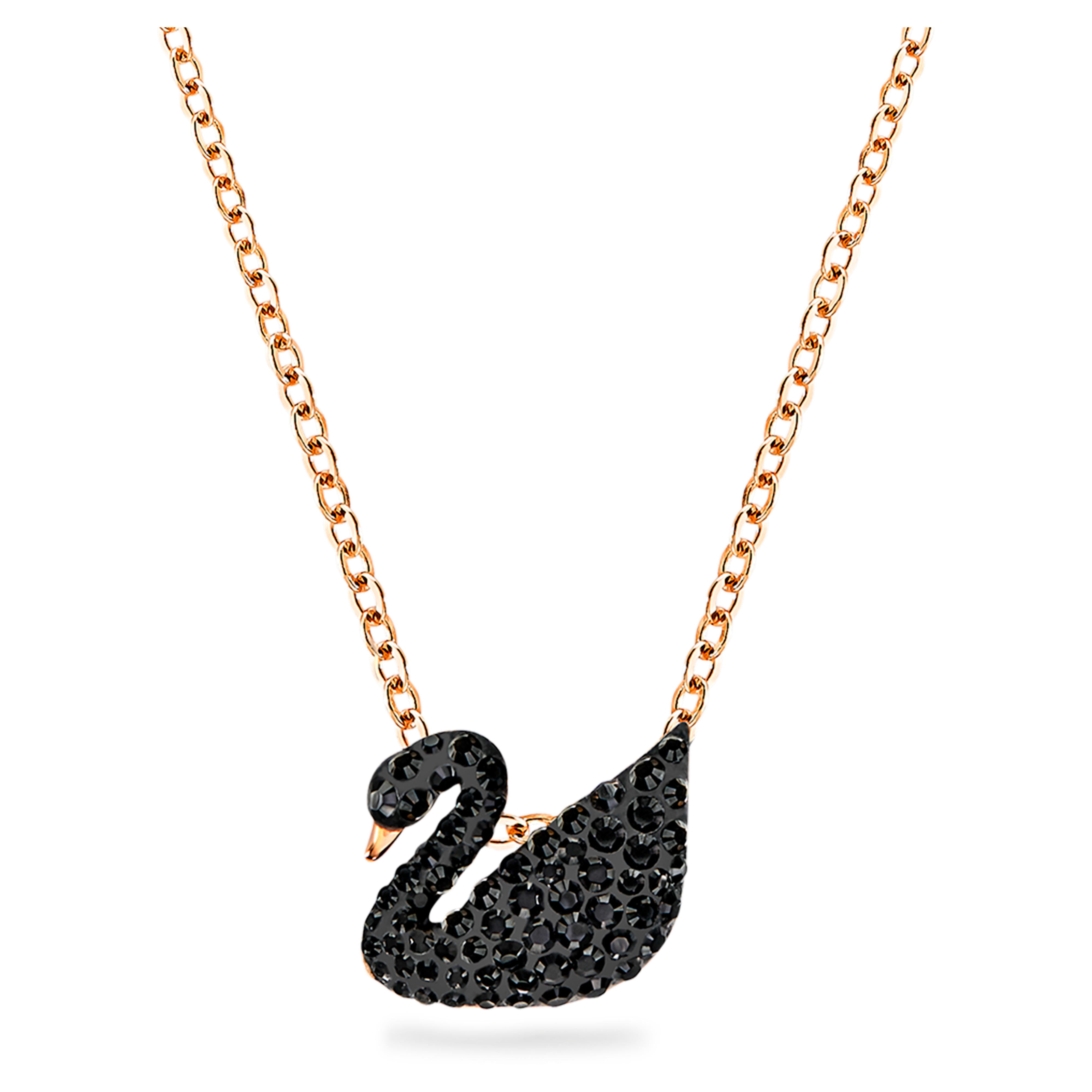 Swarovski-Anhänger - Schwan - Schwarz & Rosé