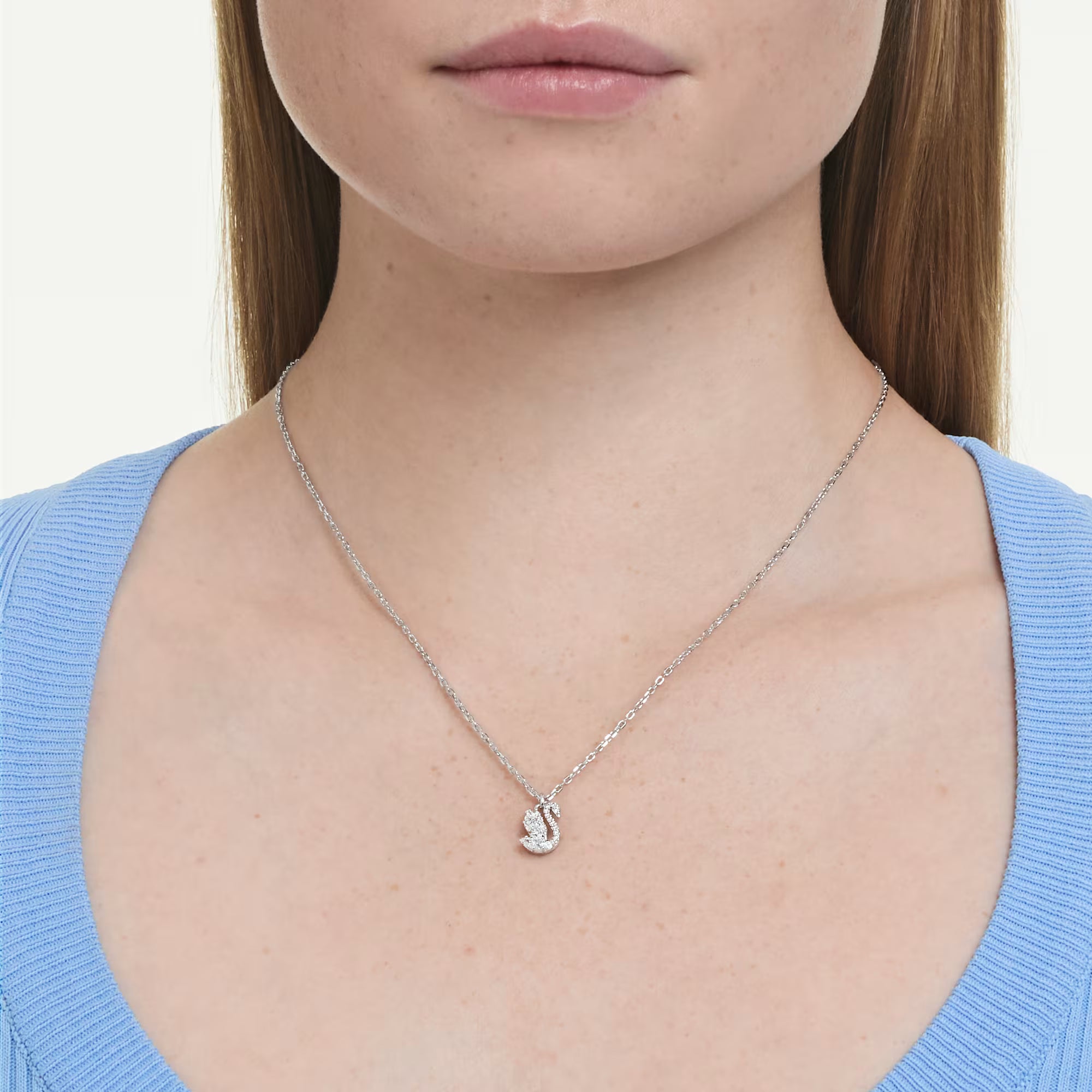 Swarovski anheng - Swan Pave - Hvit og sølv