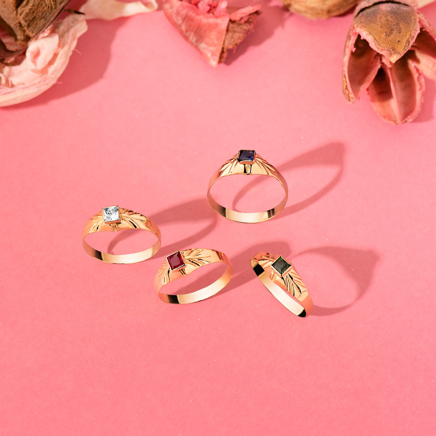 Solitaire Petit Bébé Or Jaune 18K Ou Zircone Rouge Rose Carré 3MM