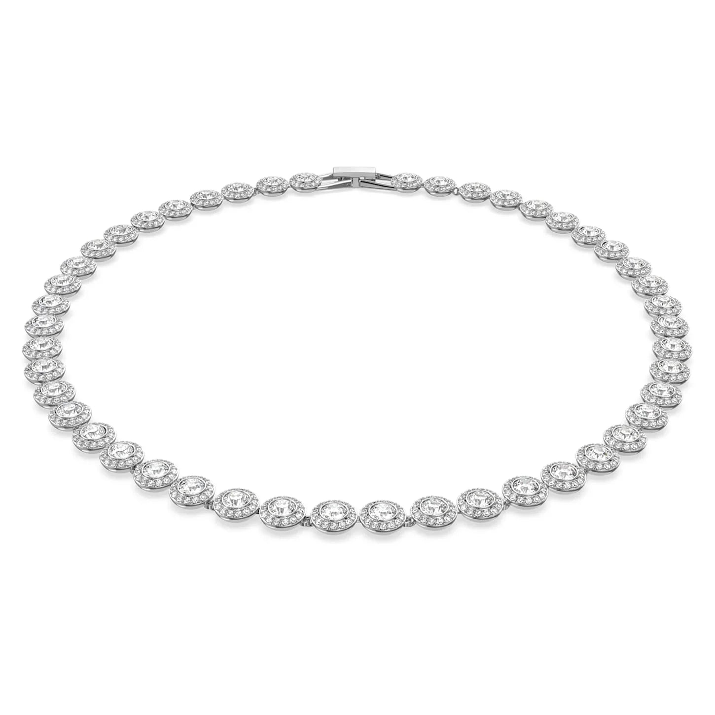 Colar de tênis redondo branco banhado a ródio Una Angelic - Swarovski