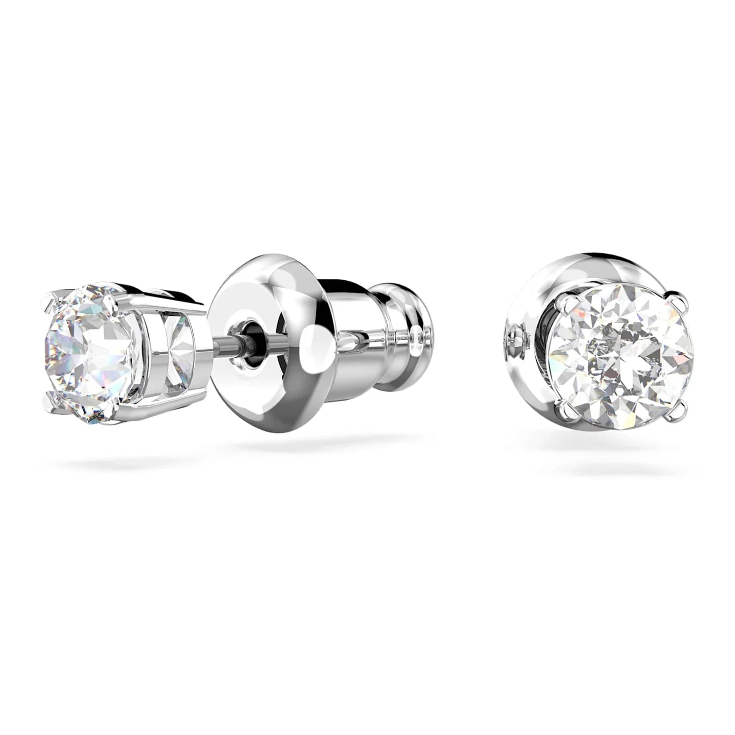 Stilla ørepynt for kvinner, rund hvit sølv – Swarovski-visning 3