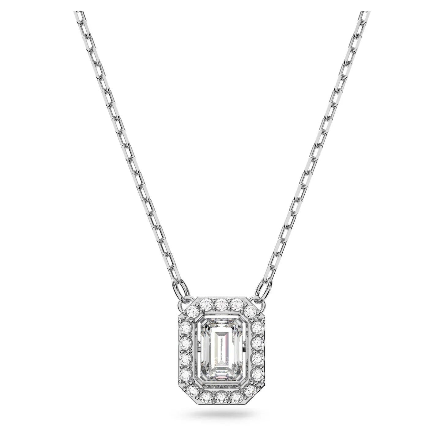 Pingente Swarovski - Una - Octogonal - Branco e Prata