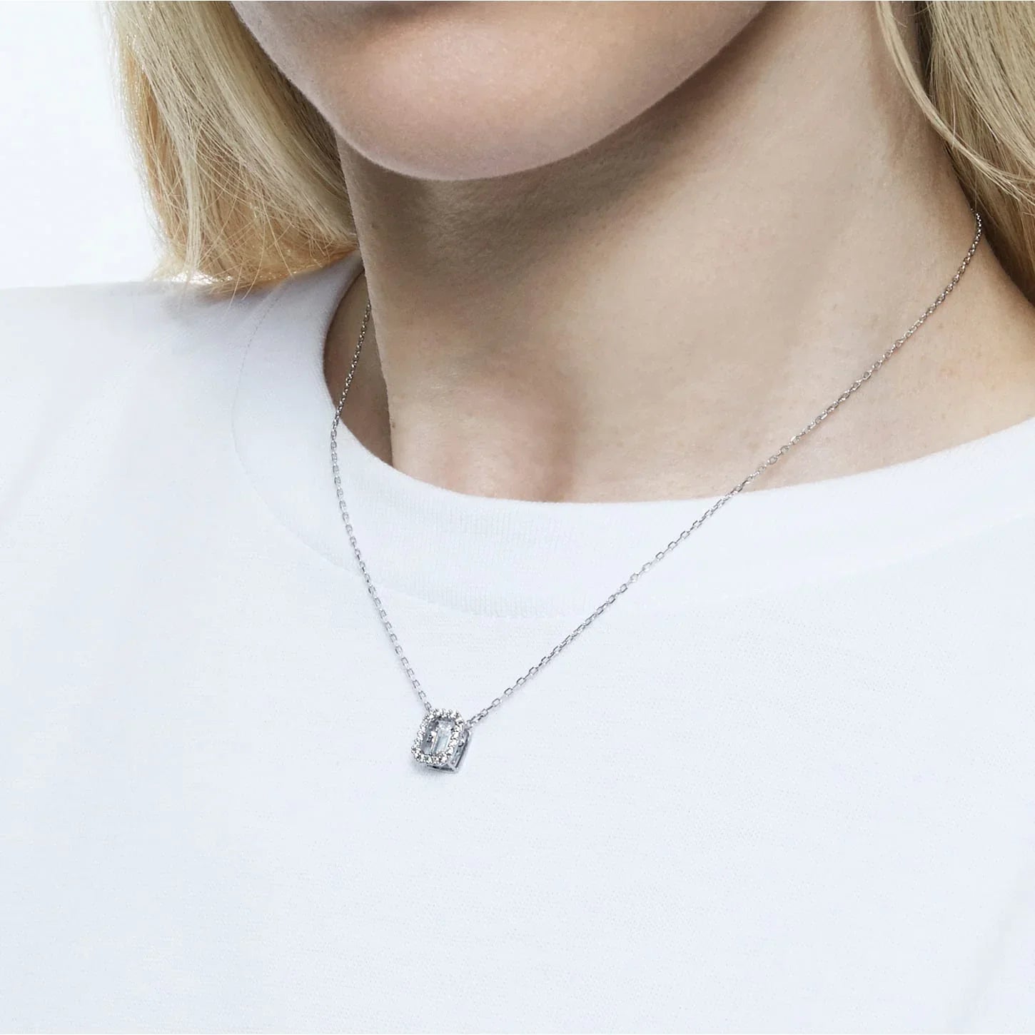 Pingente Swarovski - Una - Octogonal - Vista branco e prata 2