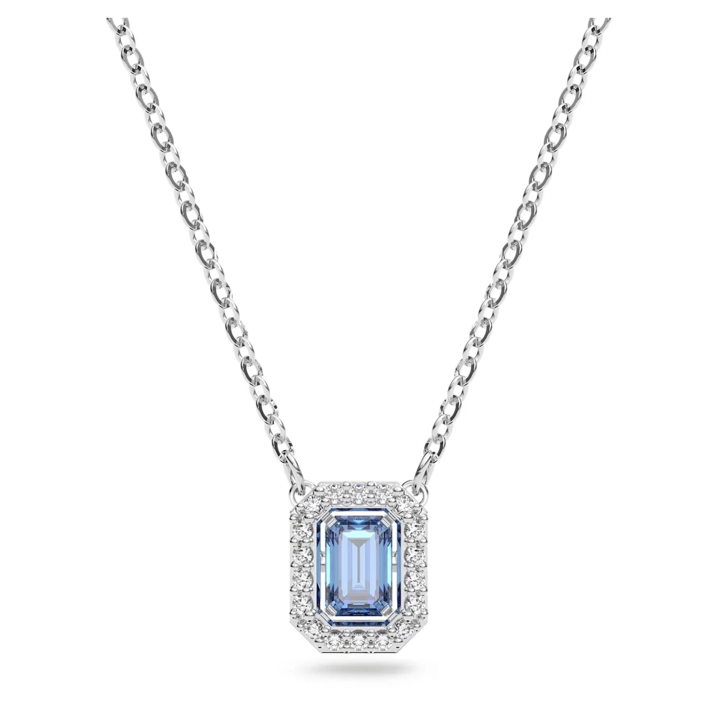 Swarovski Kolye - Una - Sekizgen - Mavi ve Gümüş