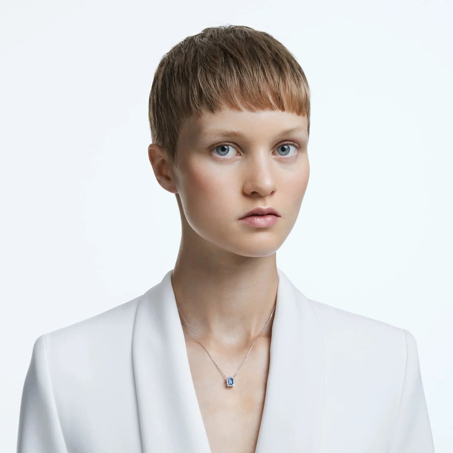 Swarovski Kolye - Una - Sekizgen - Mavi ve Gümüş görünüm 2