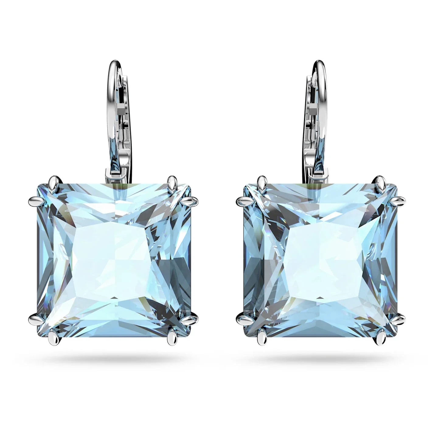 Γυναικεία Millenia Square μπλε ασημένια σκουλαρίκια – Swarovski