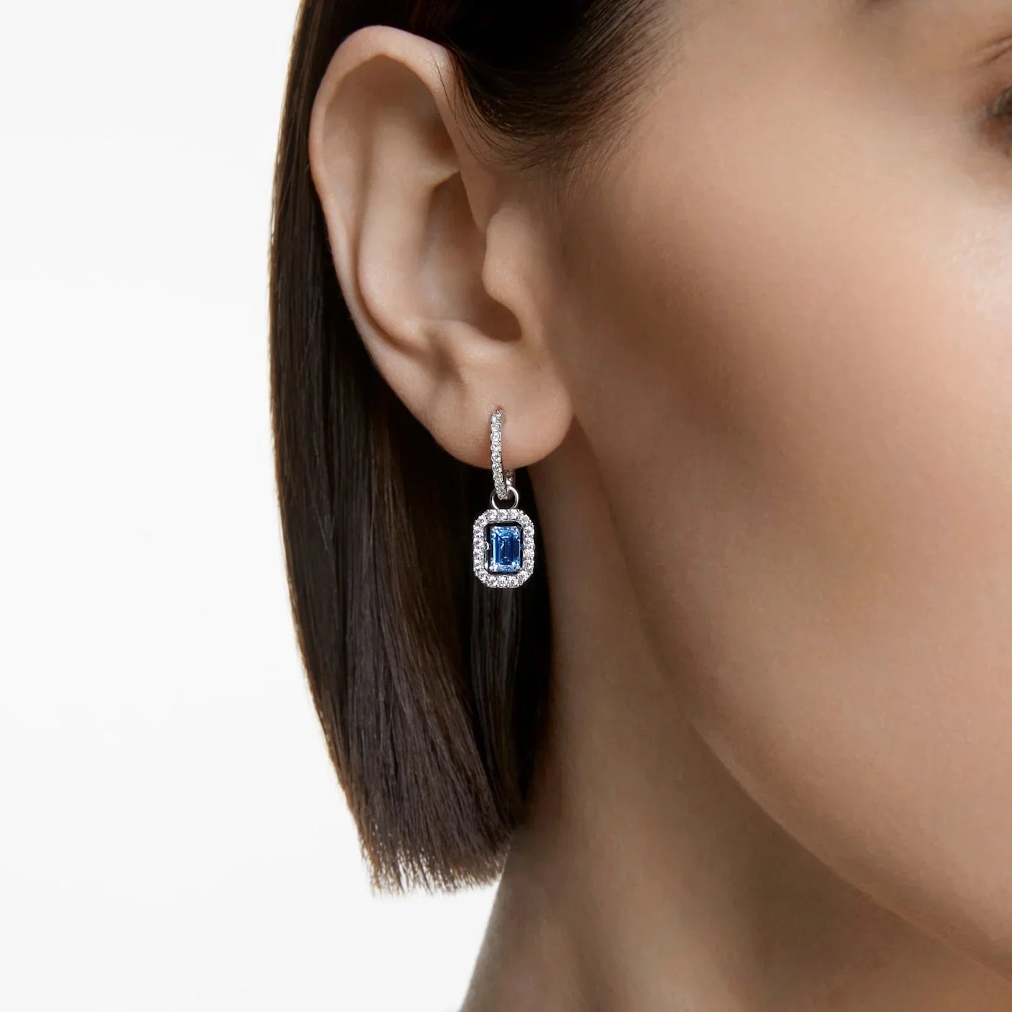 Kolczyki damskie Millenia Ośmiokątne Niebieskie Srebrne – Swarovski widok 2