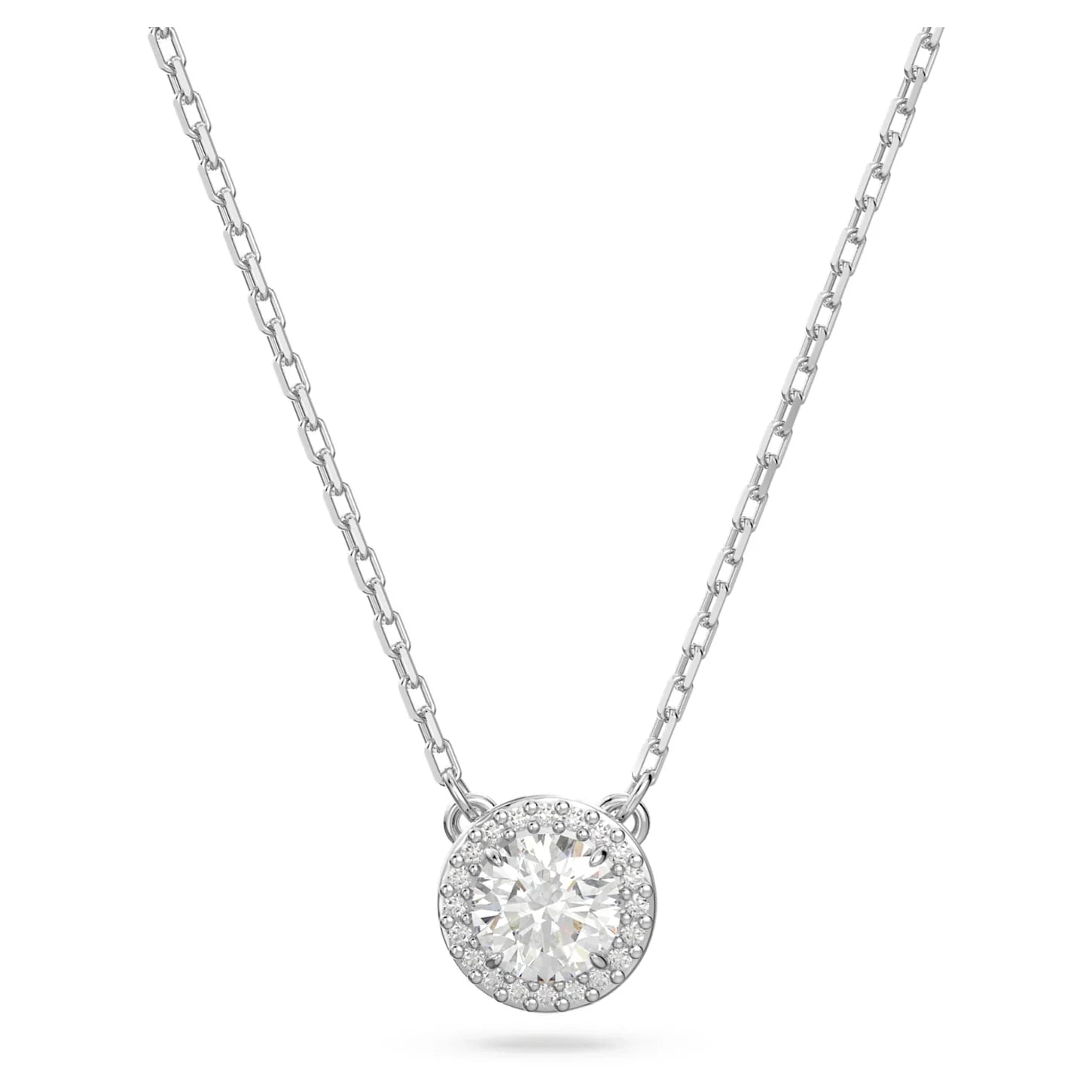 Pingente Swarovski - Una Angelic - Corte Redondo - Branco e Prata