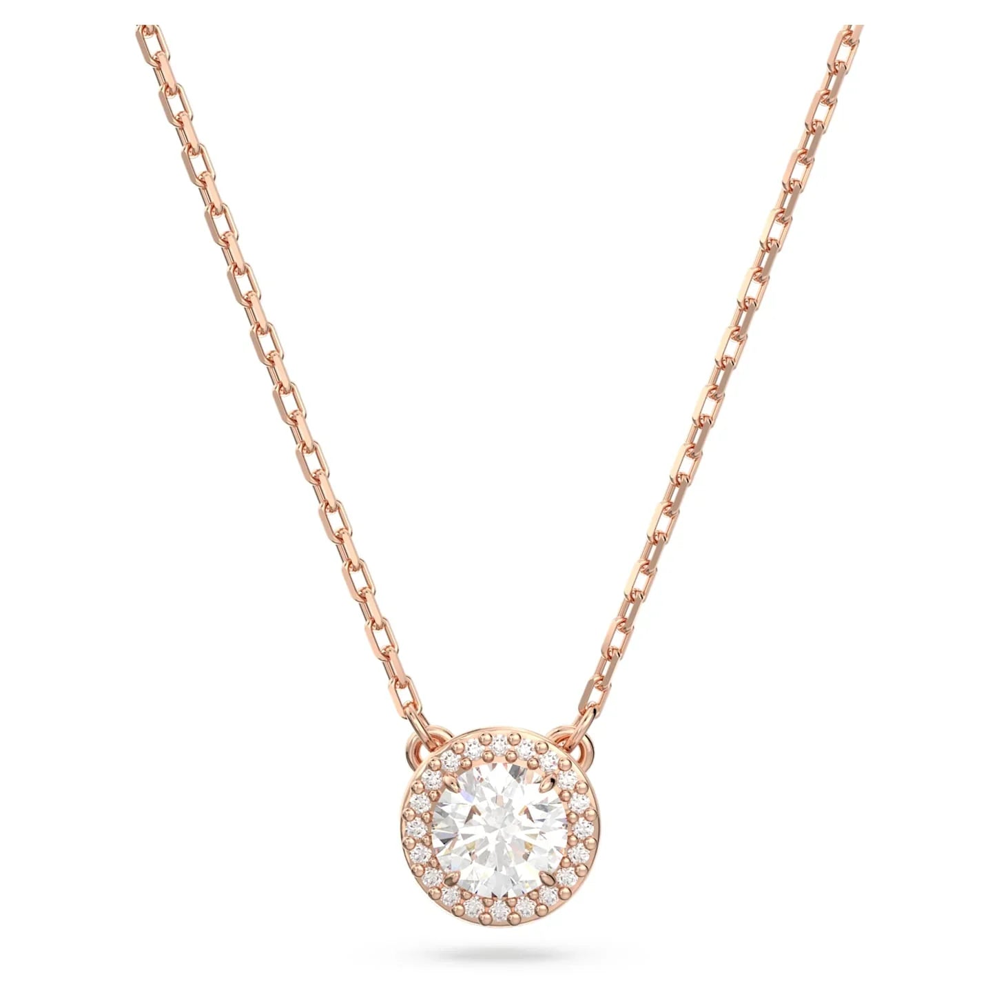 Pingente Constella Redondo Pavé Branco Ouro Rosa – Swarovski