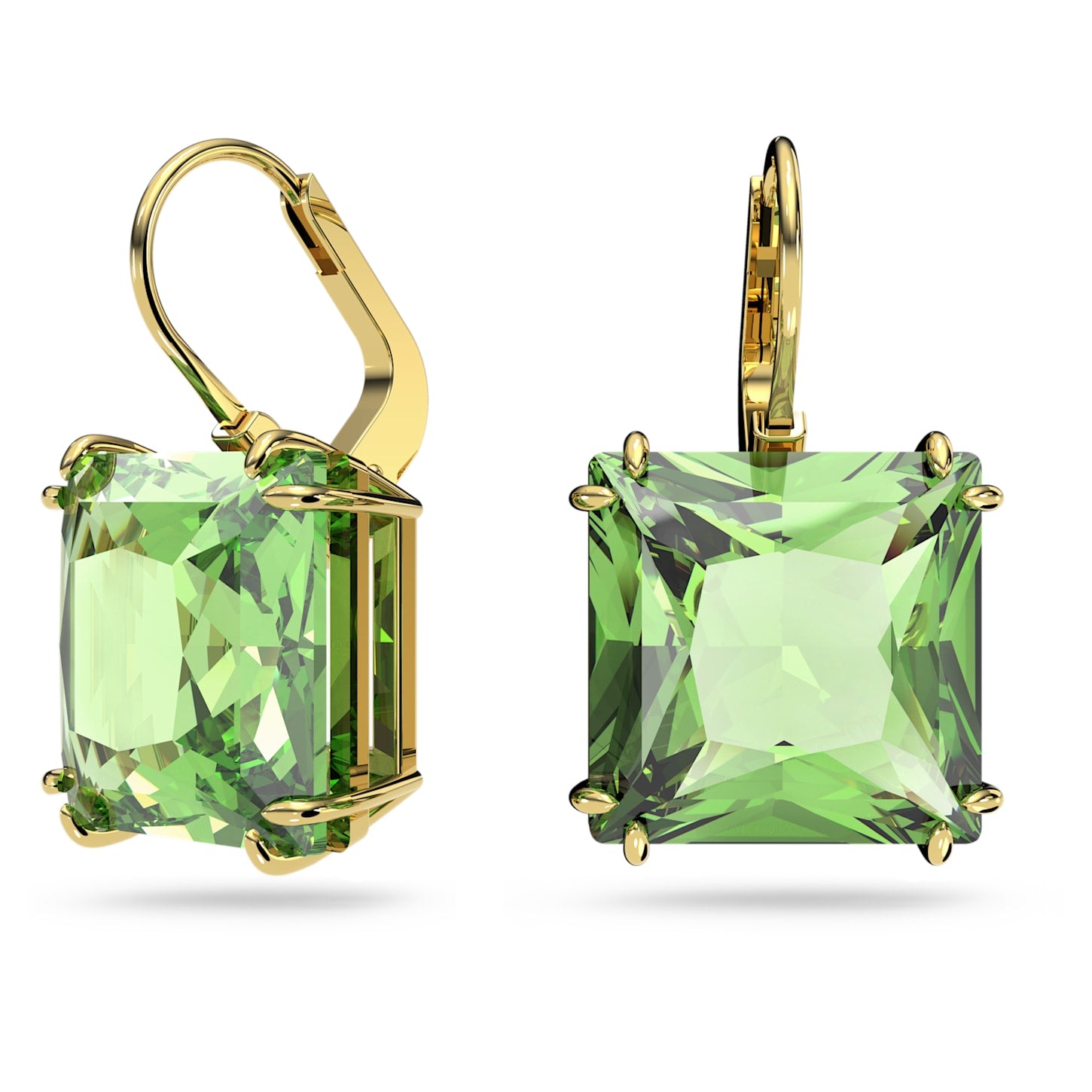 Millenia Women's Earrings Square Green Gold – Swarovski