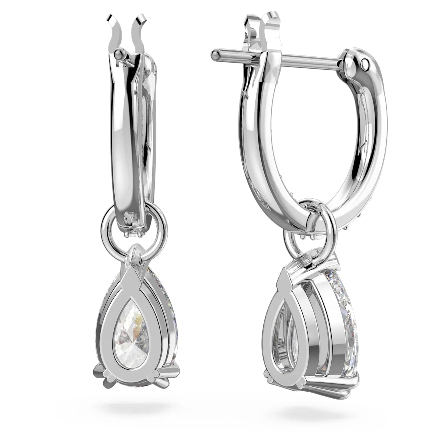 Σκουλαρίκια Swarovski - Stilla - Στρογγυλή κοπή - Άσπρη & Ασημί όψη 3