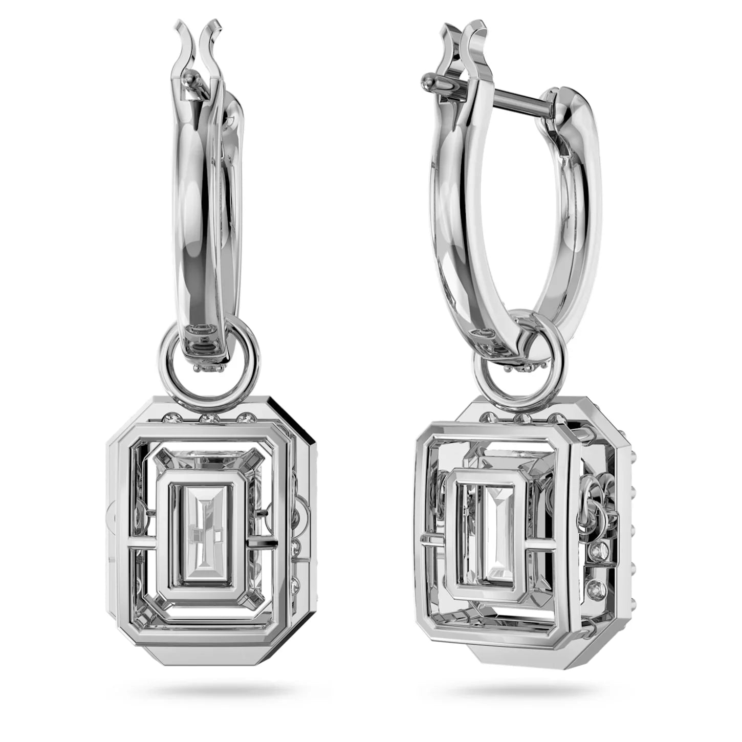 Pendientes Swarovski - Una - Corte octogonal - Blanco y Plata vista 3