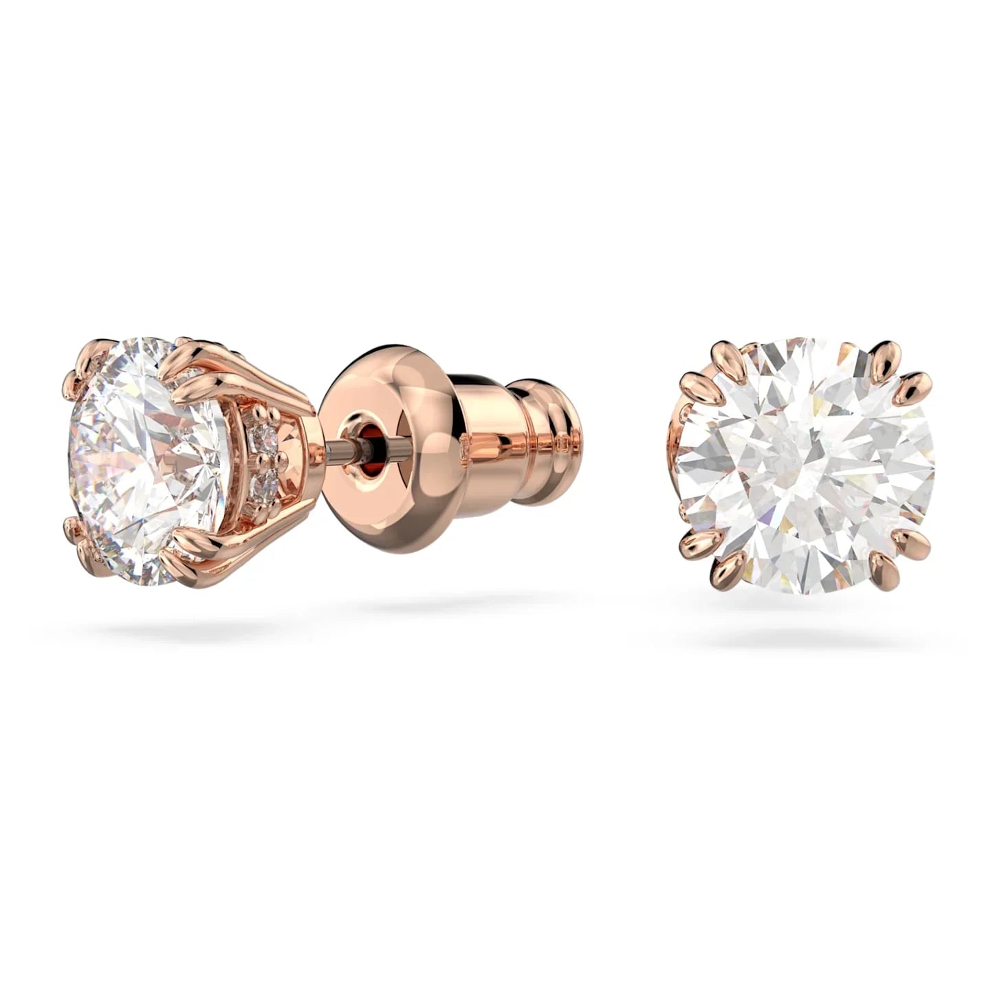 Σκουλαρίκια Swarovski - Stilla - Στρογγυλό κόψιμο - Άσπρο & Ροζέ όψη 3